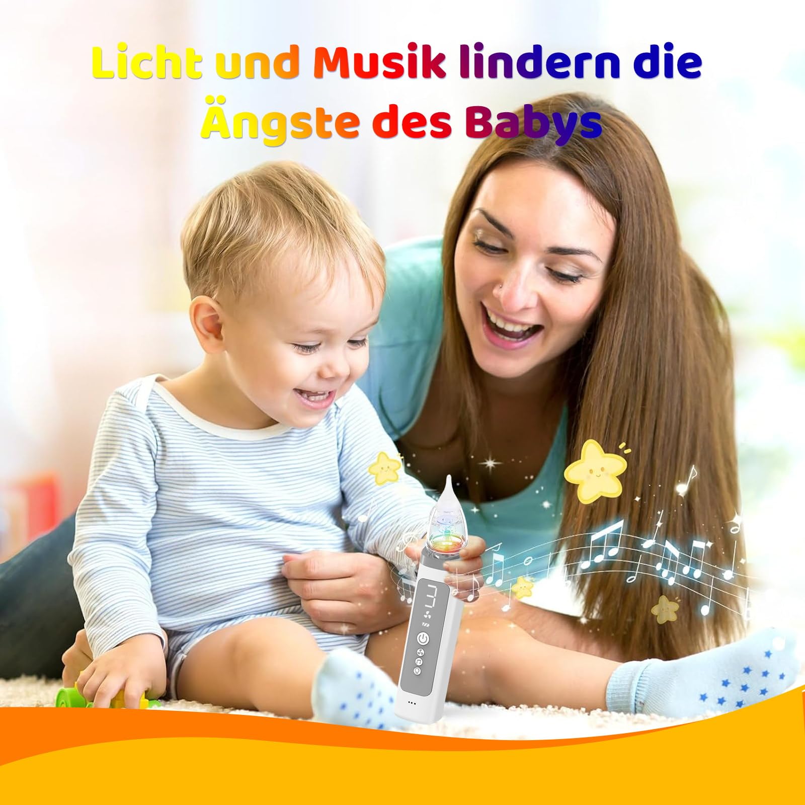Nasensauger Baby, Baby Nasensauger Elektrisch, Lindert Sanft Die Verstopfte Nase Ihres Babys, Verfügt Über Eine Musikfunktion und 3 Saugstufen, Geeignet für Kinder Im Alter von 0 bis 12 Jahren