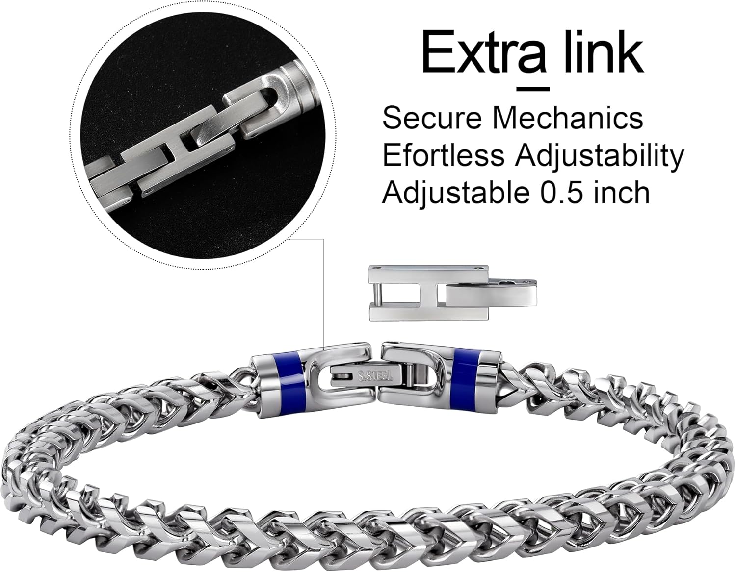 Stainless Steel Meteorite/Lapis Lazuli/Tiger's Eye/Onyx Bracelet for Men - Image 2