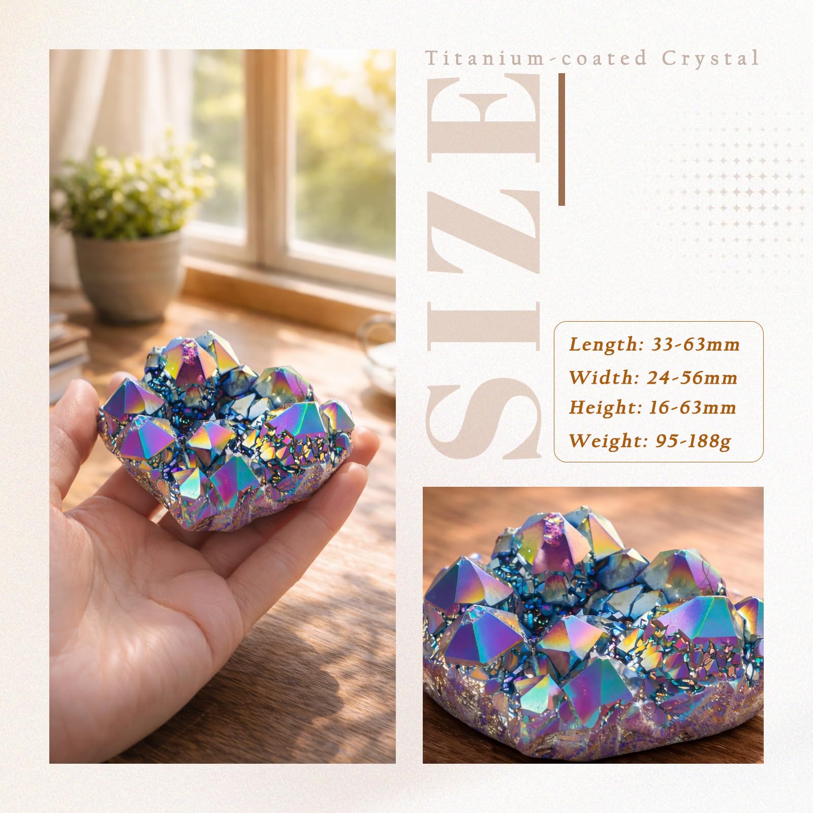 mookaitedecor Titanium Coated Natürlichen Bergkristall Rohstück Geode Dekorative Stein Naturstück Edelstein Dekoration Probe