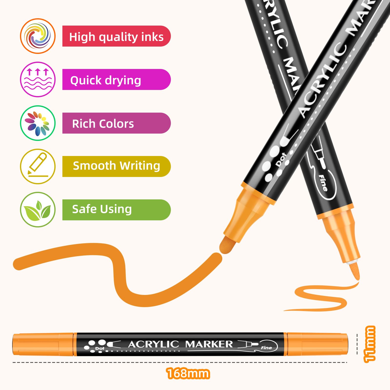 NICETY 128 Pcs Feutre Acryliques Peinture Stylo - Acrylic Paint Marker Pour Bois, Toile, Verre