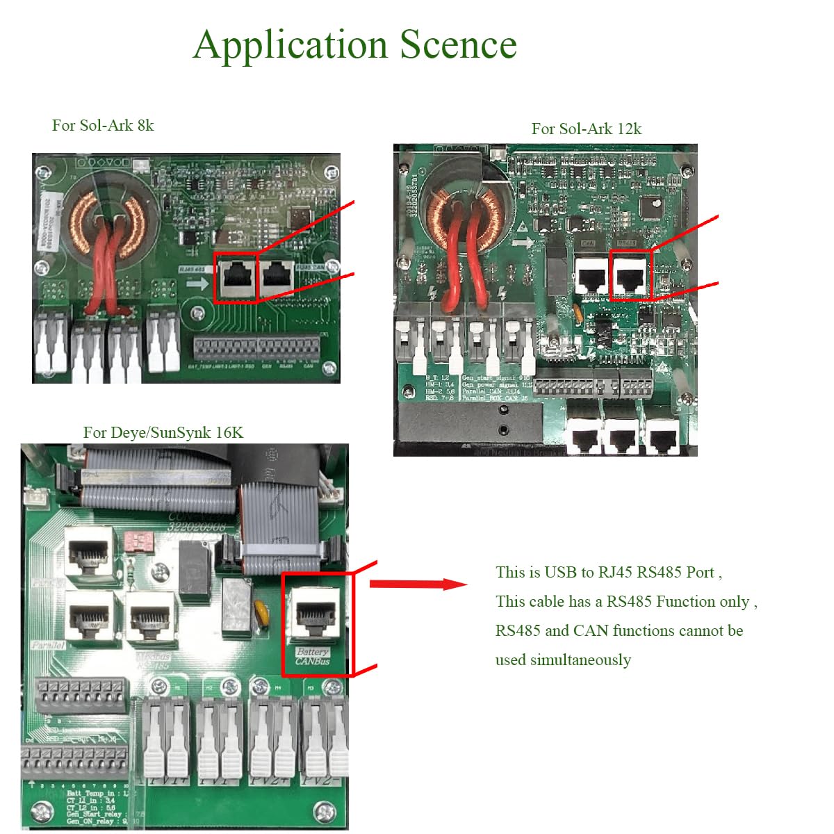 Câble de communication série USB vers RJ45 RS485 pour onduleurs Deye/SunSynk/Sol-Ark BMS Batterie de stockage BMS Câble de surveillance de l'état de la batterie Câble de