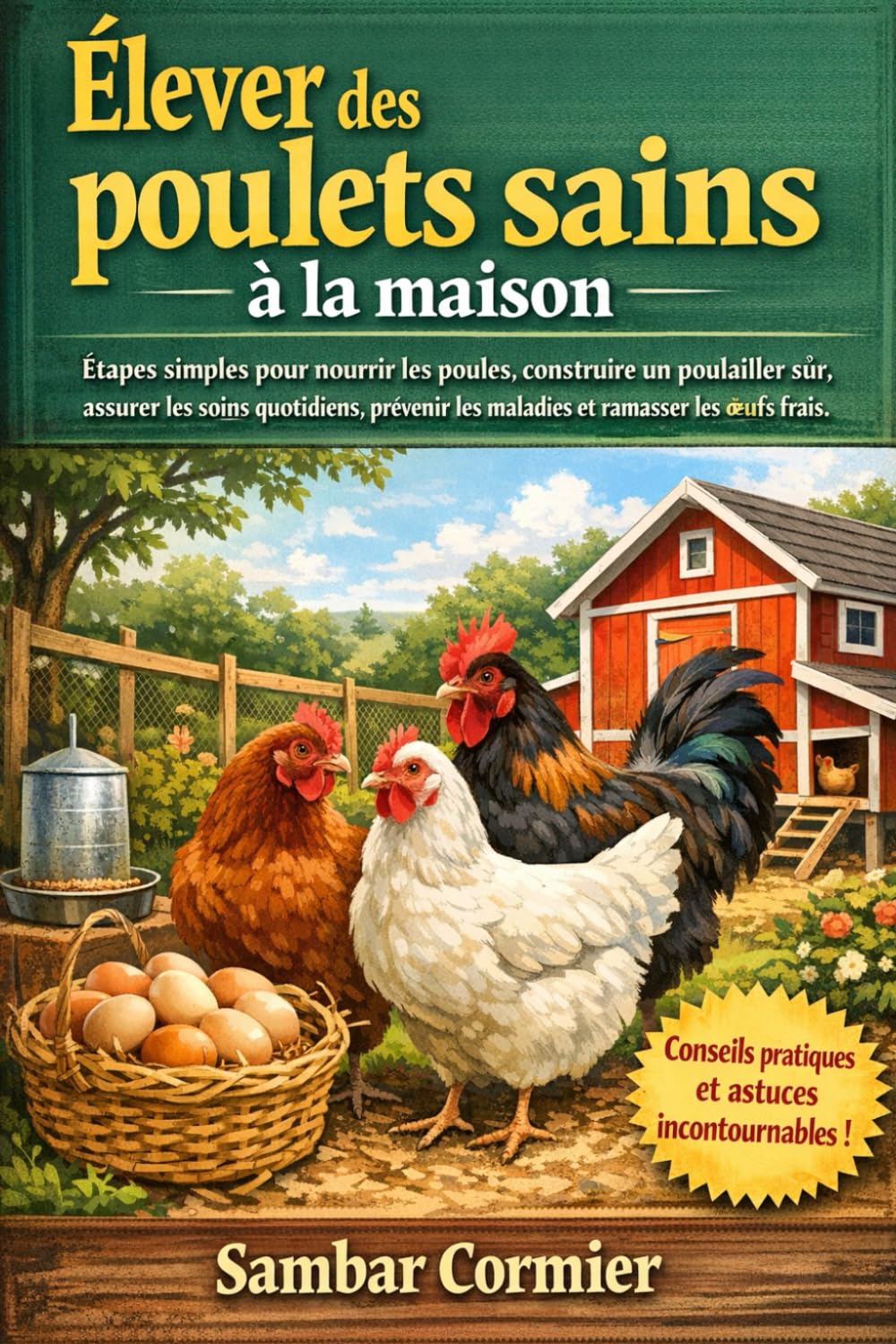 Élever des poulets sains à la maison: Étapes simples pour nourrir les poules, construire un poulailler sûr, assurer les soins quotidiens, prévenir les maladies et ramasser les œufs frais.
