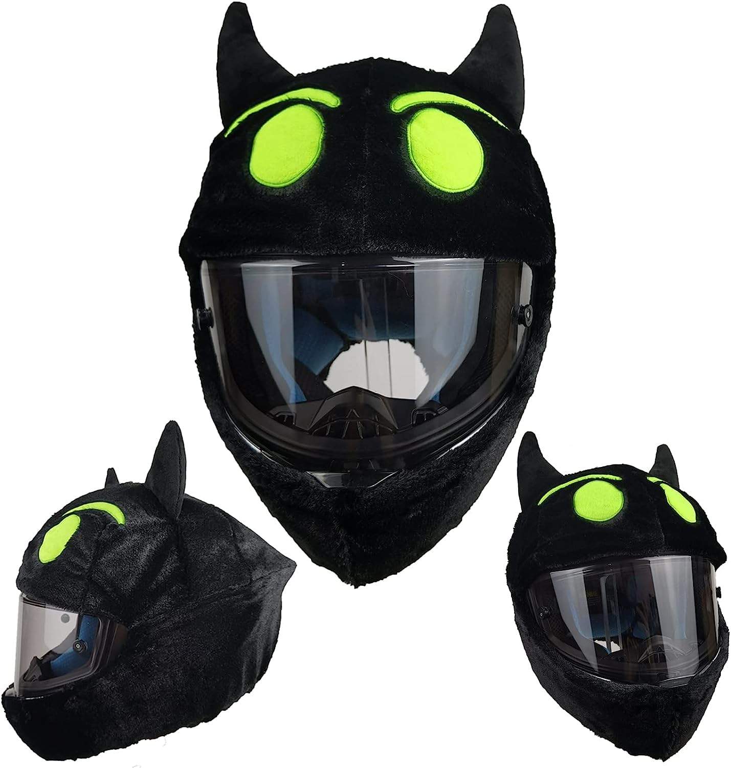 Hcosmy Motorcycle Helmet Cover,Cartoon Plush Helmet Protective Cover,Crazy Fun Motorcycle Helmet Cover Easy to Install Dust Cap for Motorcycle Helmet Gifts（Helmet not Included