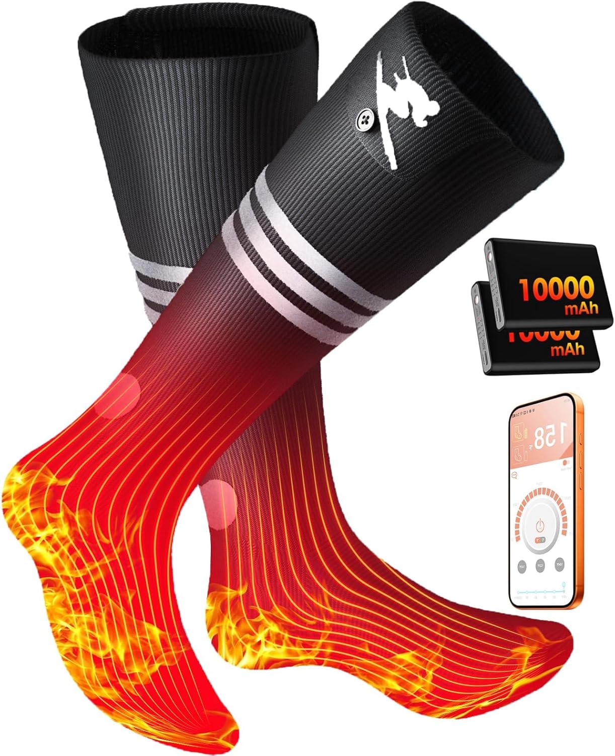 AI Heated Socks Rechargeable for Men Women,20000mAh Battery Electric Socks Up to 16 Hours Washable Heating Socks for Camping Skiing Motorcycle Driving Hiking Outdoor Working