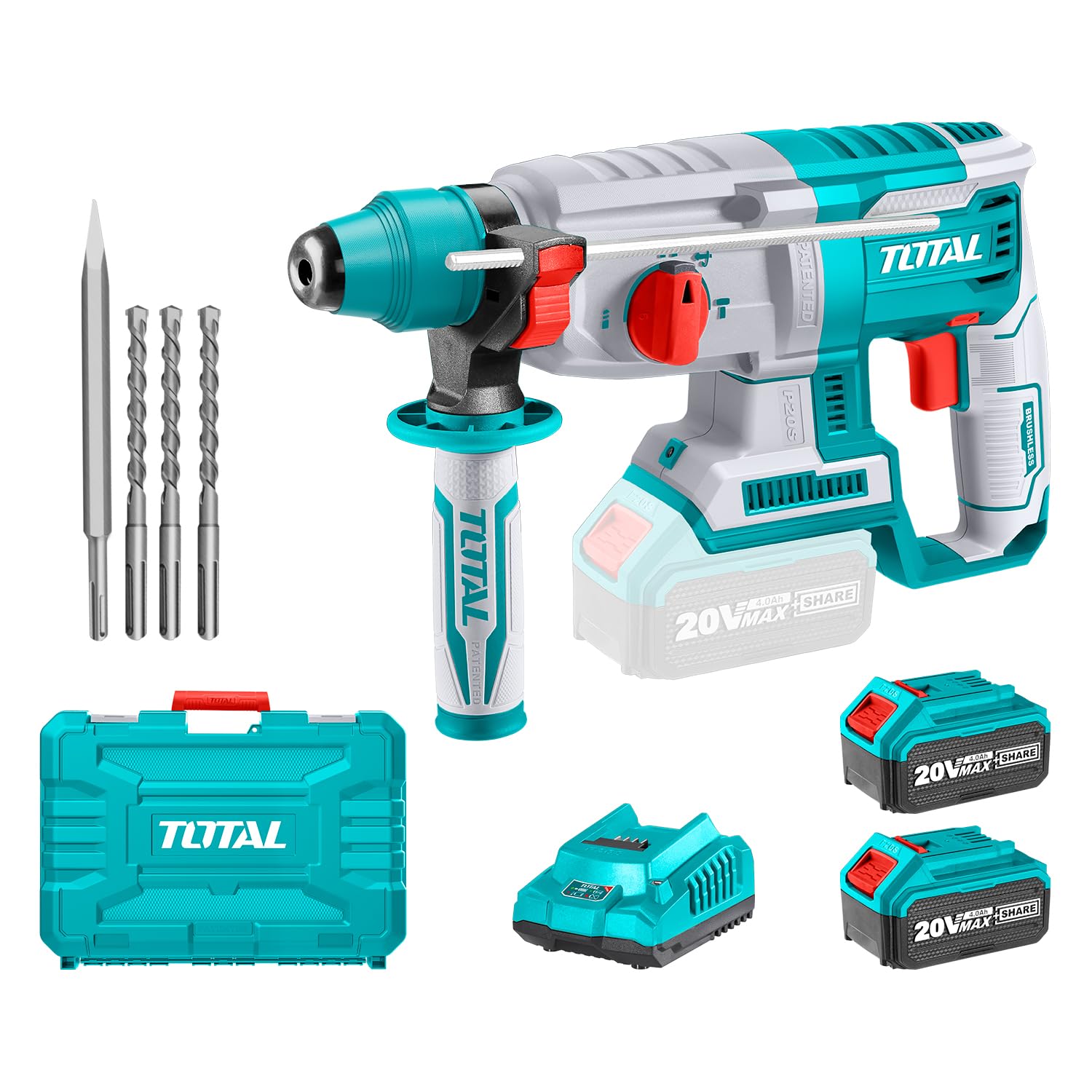 TRHLI202287 Rotary Hammer with Bag, Charger, 2 x 20V 4Ah Lithium Batteries