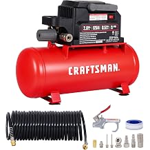 CRAFTSMAN 2 Gallon Portable Air Compressor, 1/3 HP, 125 PSI Max. Oil-Free Air Compressor with 11 Piece Accessory Kit, Compact Hot Dog Tank for Home, Inflated