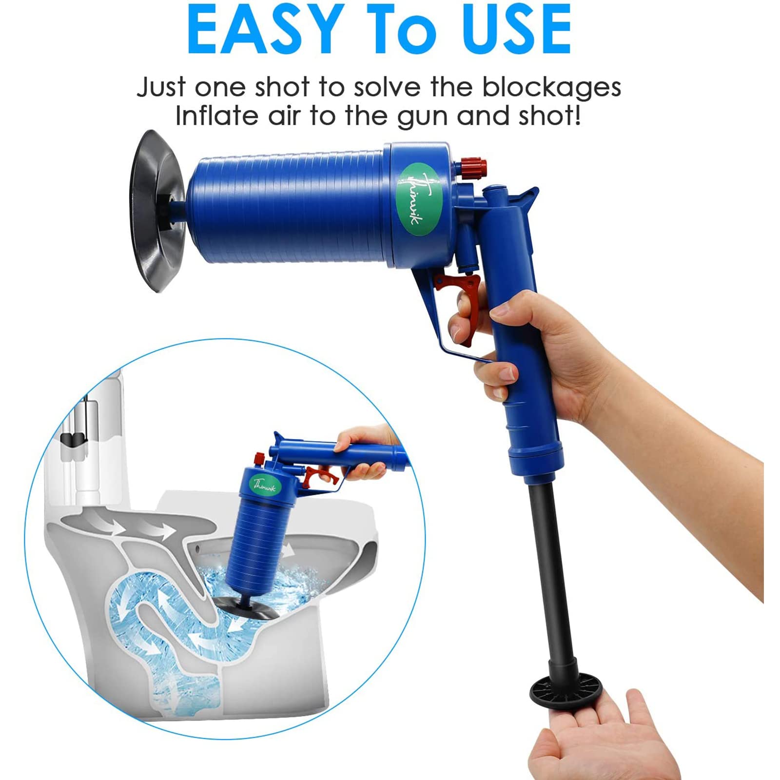 Sturalavandini A Pressione, Stura WC A Pistone Ad Aria Compressa, Igienici Stantuffo Lavello Fogna Dredge Strumento, Drain Blaster Sturatubi per Vasca da Bagno Cucina Bagno Tubo Sewer