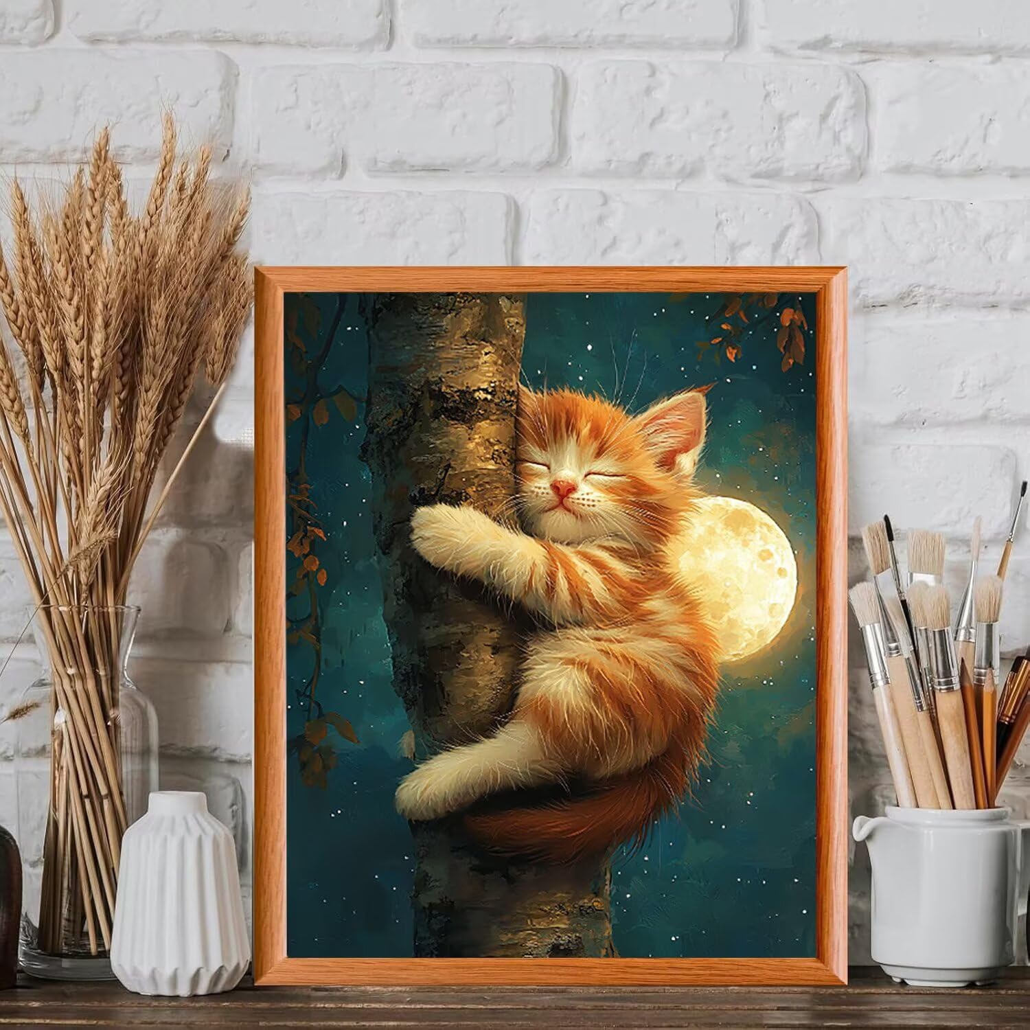 Kit de peinture par numéros pour adultes - Chat lunaire - 70x90cm v-1116