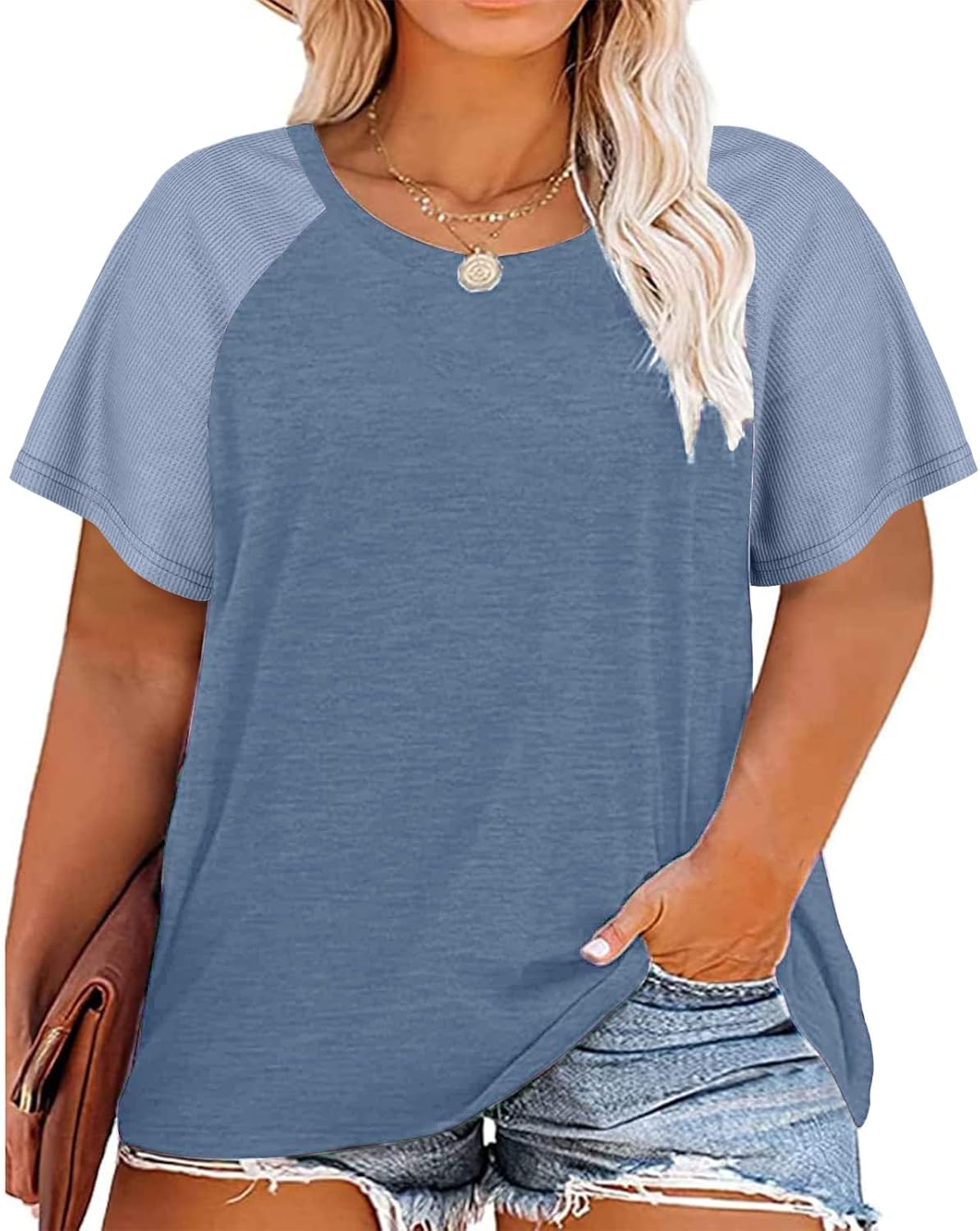 HDLTE Womens Plus Size Tops Floral Bell Sleeves Blouses Summer Crewneck Tunic Loose Casual T Shirts