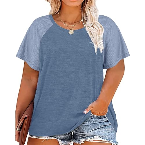 HDLTE Womens Plus Size Tops Floral Bell Sleeves Blouses Summer Crewneck Tunic Loose Casual T Shirts