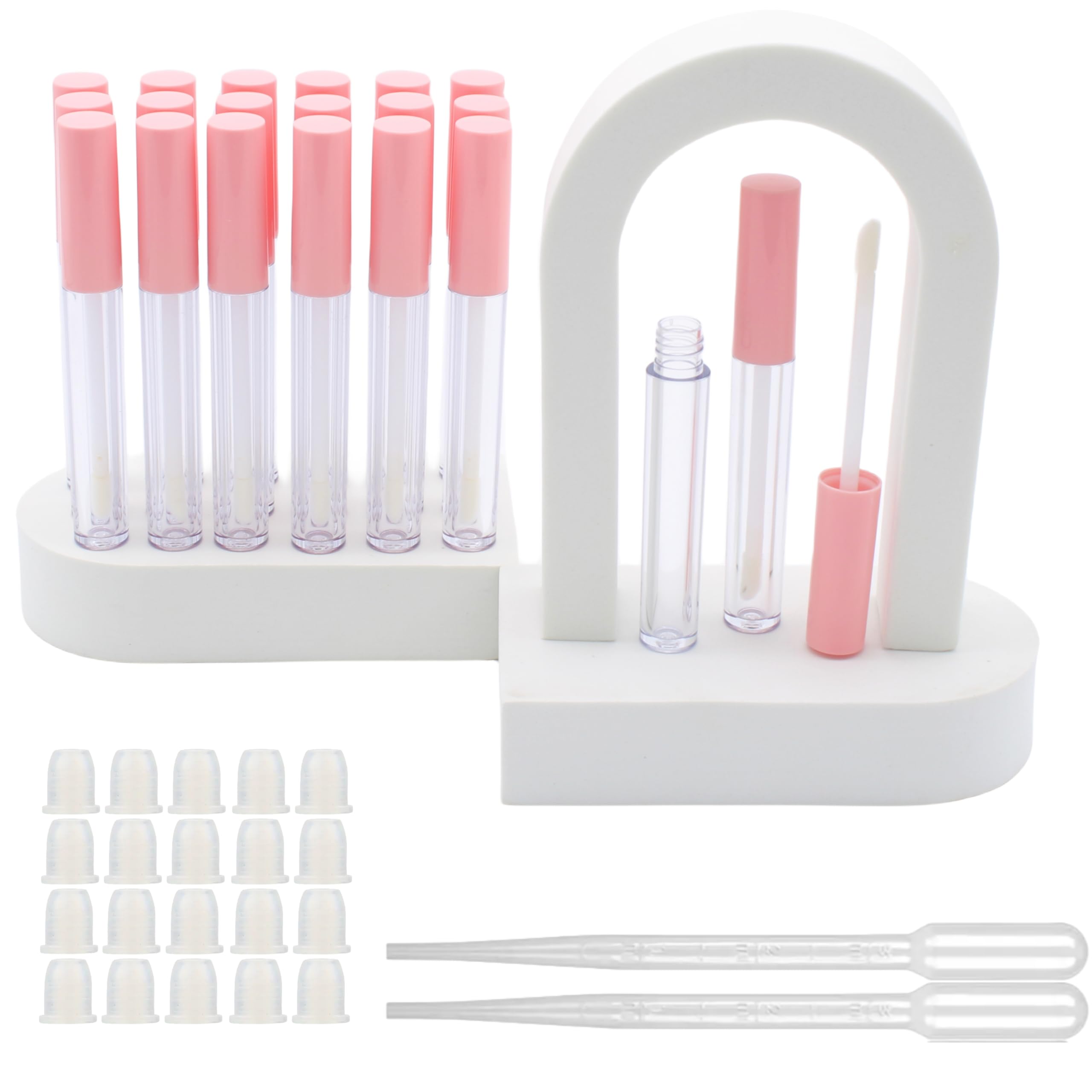 KaiLeQi 10cm Empty Lip Gloss Tubes With Wand Lipgloss Tubes Cute With Pink Lids Lip Balm Bulk Refillable Cosmetic Containers Diy Lip Gloss Making Kit?20pcs?