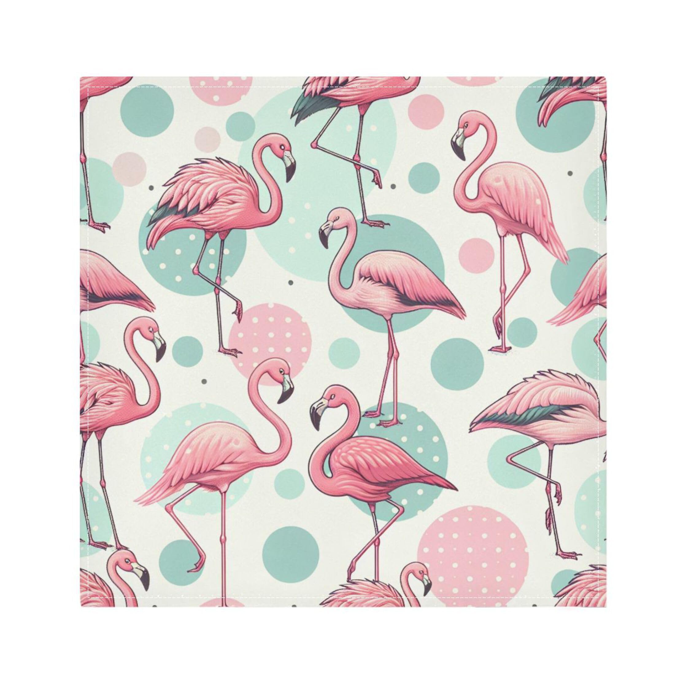 Fuauuyl Cloth Napkins Set of 6 Polka Dots Tropical Flamingos Dinner Napkins 20x20 in, Washable & Reusable Fabric Table Napkin for Dining Parties Holiday, Eco-Friendly