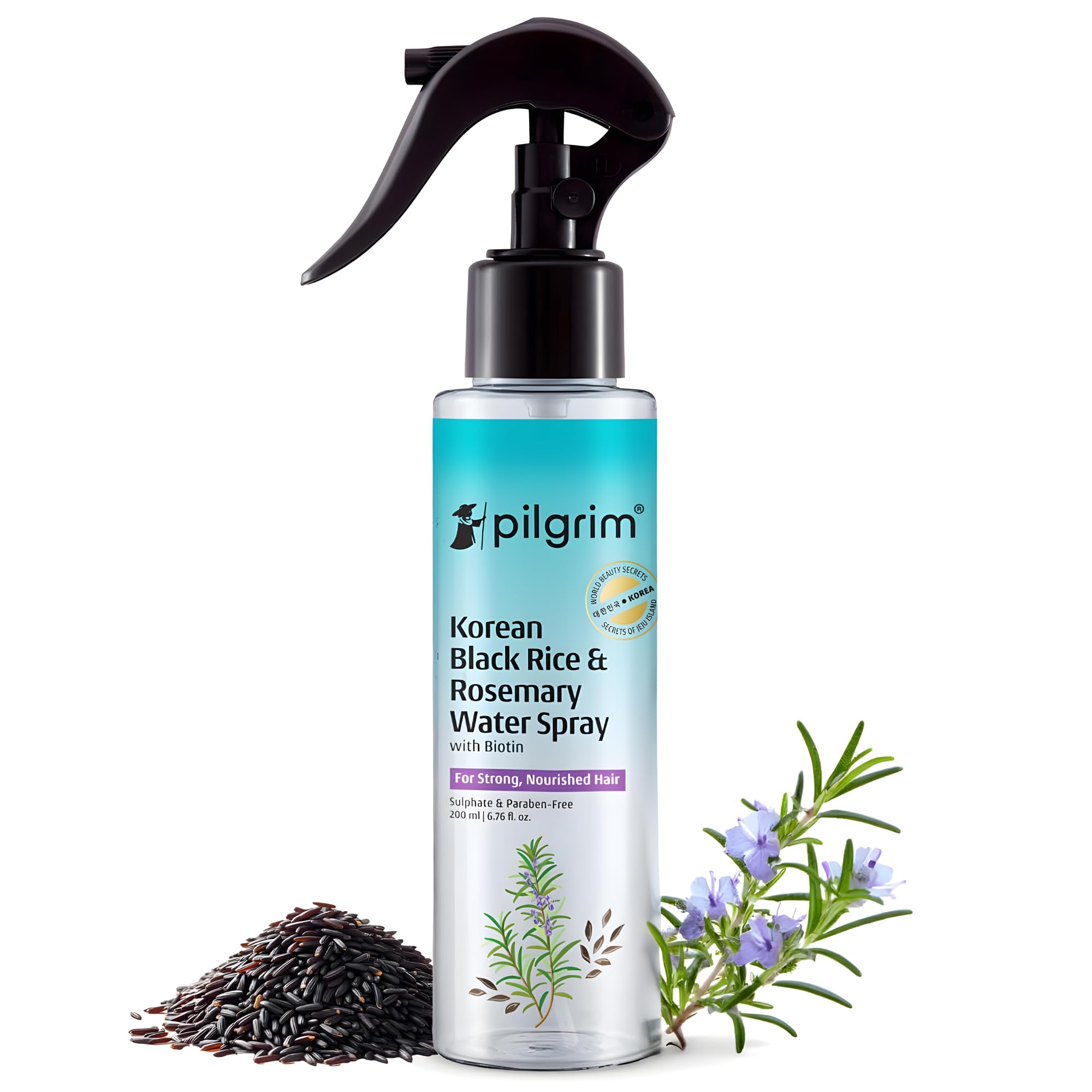 Pilgrim Korean Black Rice and Rosemary Water Spray With Biotin For Strong, Nourished Hair 200ml | Spray for Regrowth | Thicker & Stronger Hair | Sulphate & Paraben Free I For Women for Men-picture-58