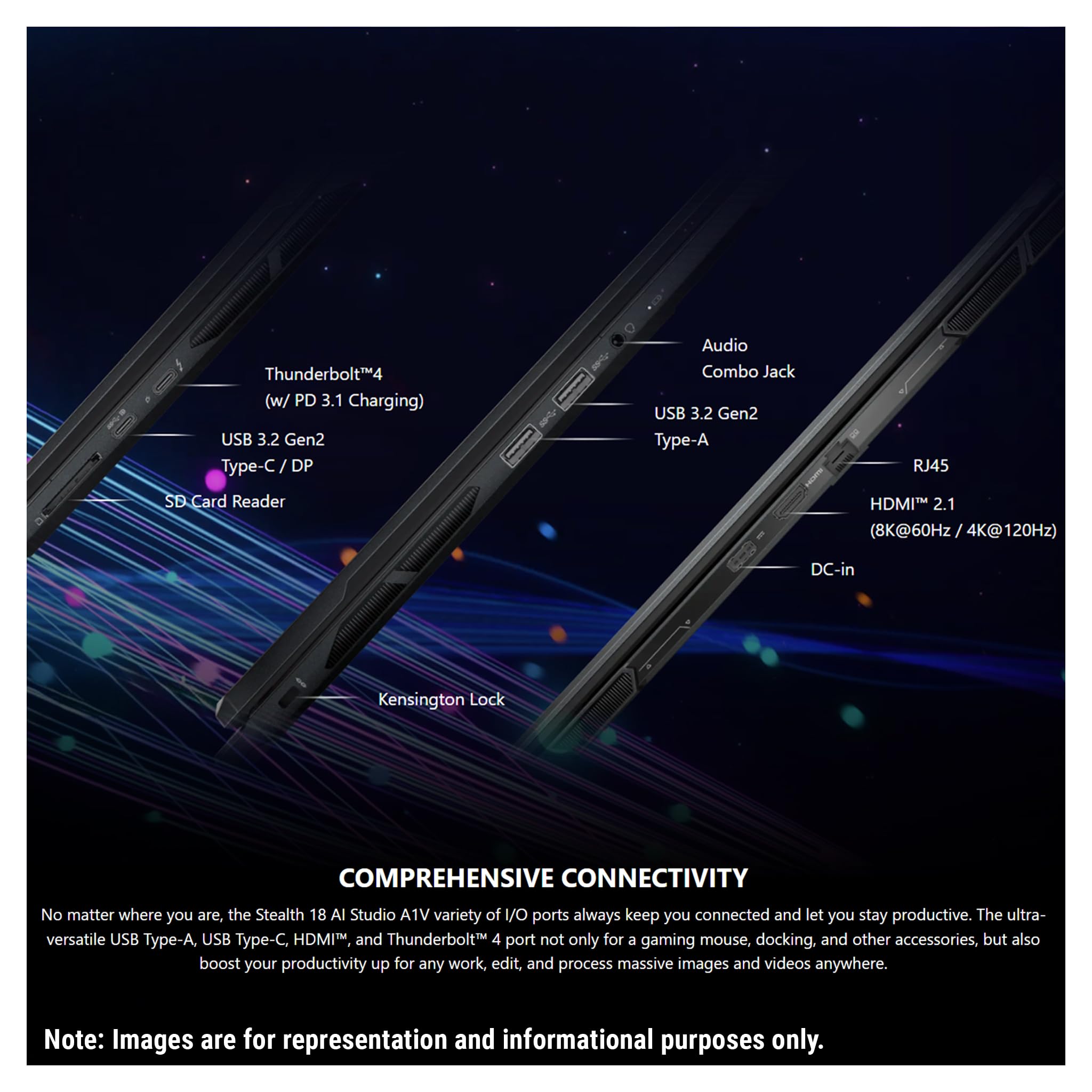 msi Stealth 18 AI Studio Gaming Laptop, Intel Ultra 9-185H, 32 GB DDR5 RAM, 2 TB PCle SSD, 18” QHD+ (2560x1600) 240Hz, Nvidia G-Force RTX 4080, Backlit Keyboard, W11 Pro