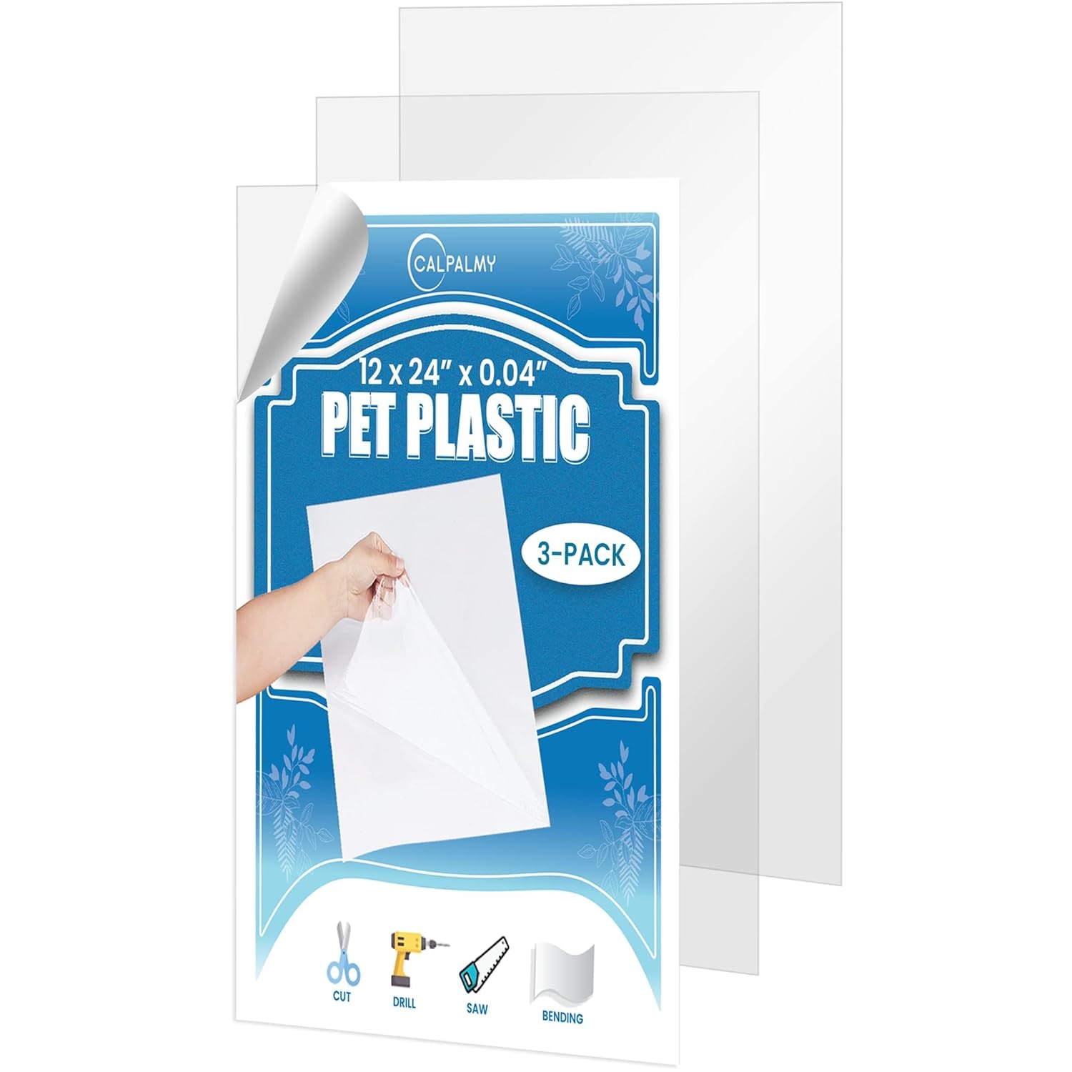 3 Pack PET Sheet Panels - 12" x 24" x 0.04" Clear Acrylic Sheet-Quality Shatterproof, Lightweight, and Affordable Glass Alternative Perfect for Poster Frames, Counter Barriers, and Pet Barriers.