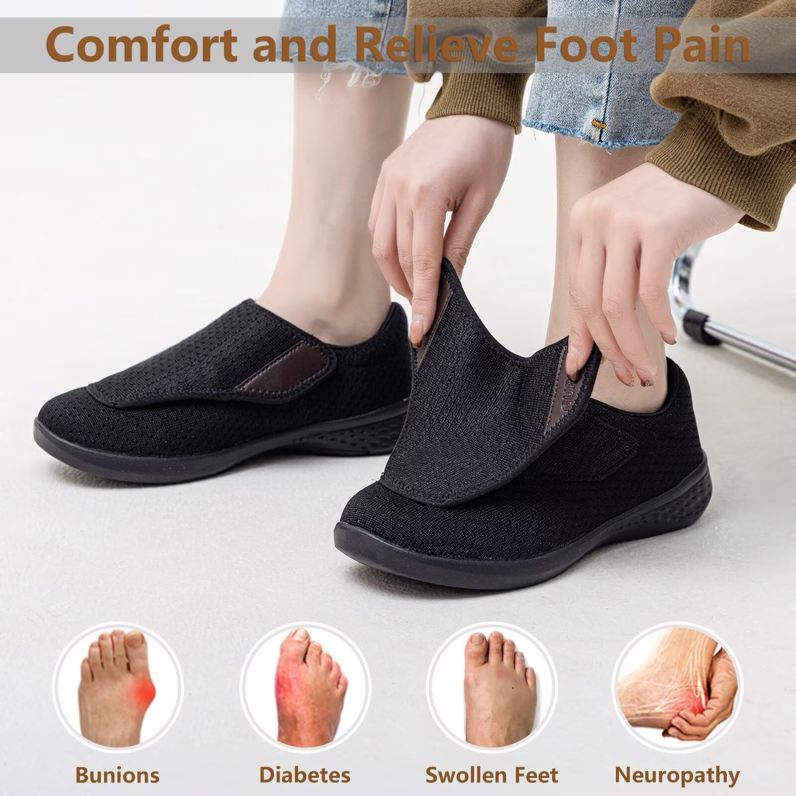 Diabetiker Schuhe Damen Herren Geschwollene Orthopädische Hausschuhe Leichte Weit Walkingschuhe