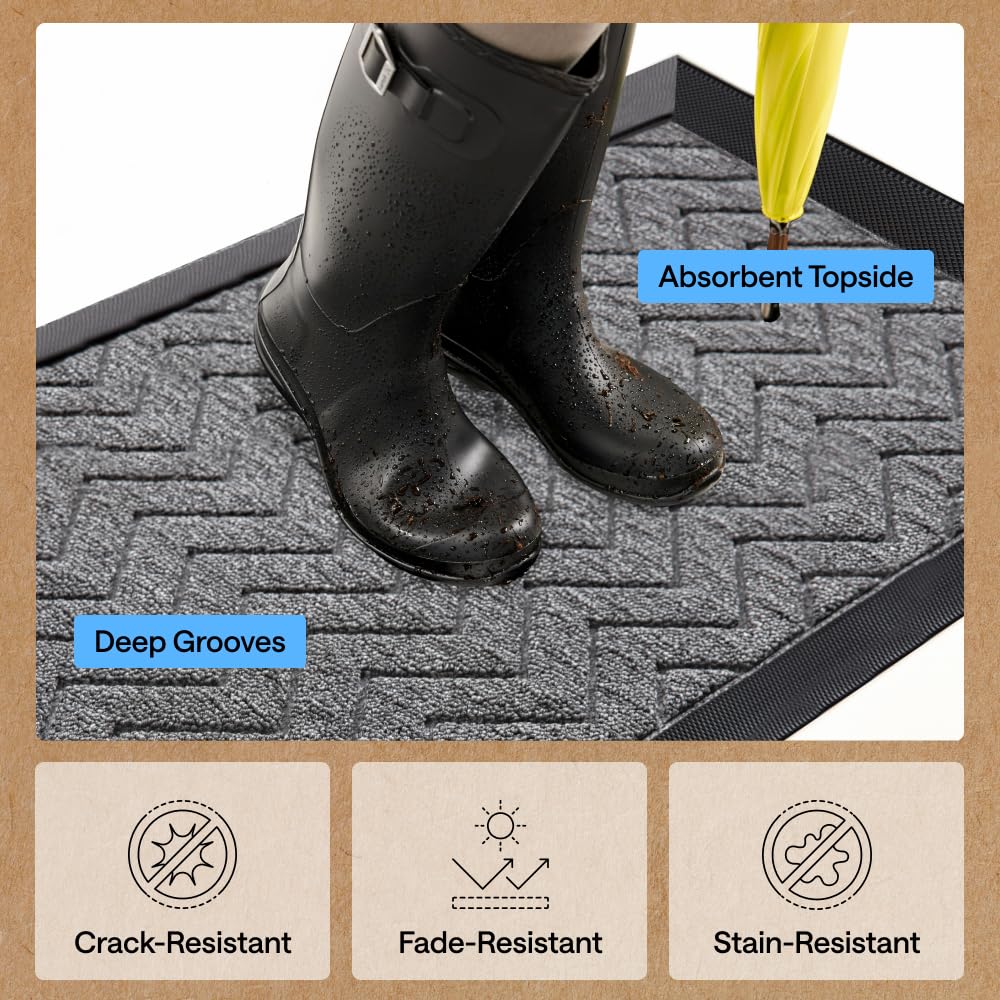 Gorilla Grip Zerbino in gomma resistente, originale, 119 x 89 cm, resistente, per interni ed esterni, impermeabile, facile da pulire, a basso profilo, per ingresso, patio, aree ad alto traffico,