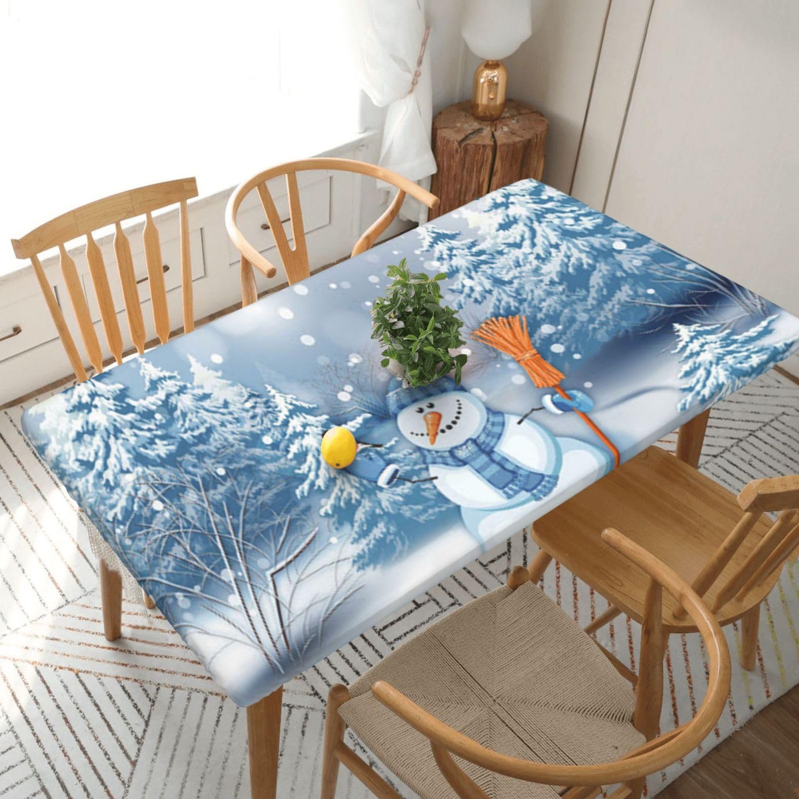 BNVSADC Hardworking snowman Printed 5FT Tablecloth Polyester Kitchen Water Resistant Table Cloth Dining Table Decoration Table Covers, 152x76 CM