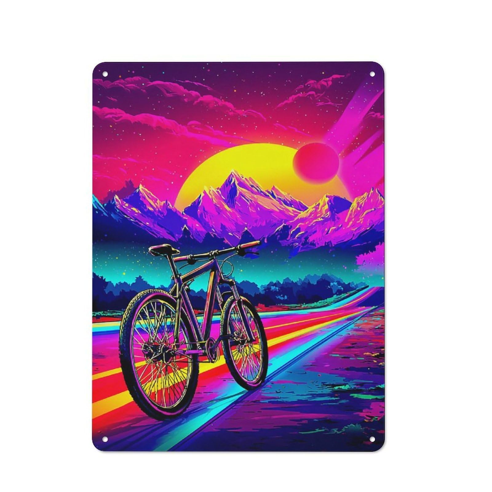 Junmoney Neon Bicycle Journey Rustic Metal Wall Sign 40X30cm For Café Or Restaurant, Gift Idea At Christmas For Café Owners And Decorators