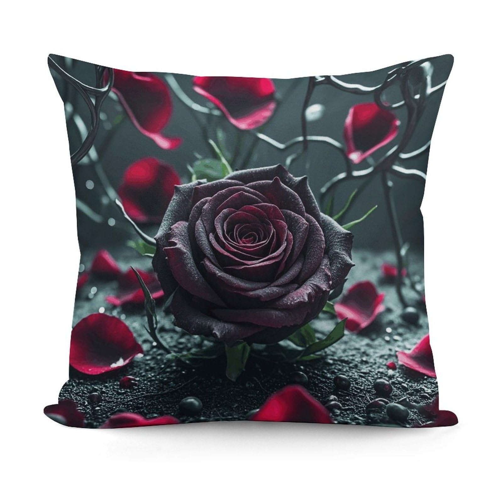 VstaDank Rose Throw Pillow Cover Soft Square Cushion Cover Art Artwork Pillow Covers Mordern Couch Pillow Covers Decorative Cushion Case for Chair Couch Bedroom Living Room