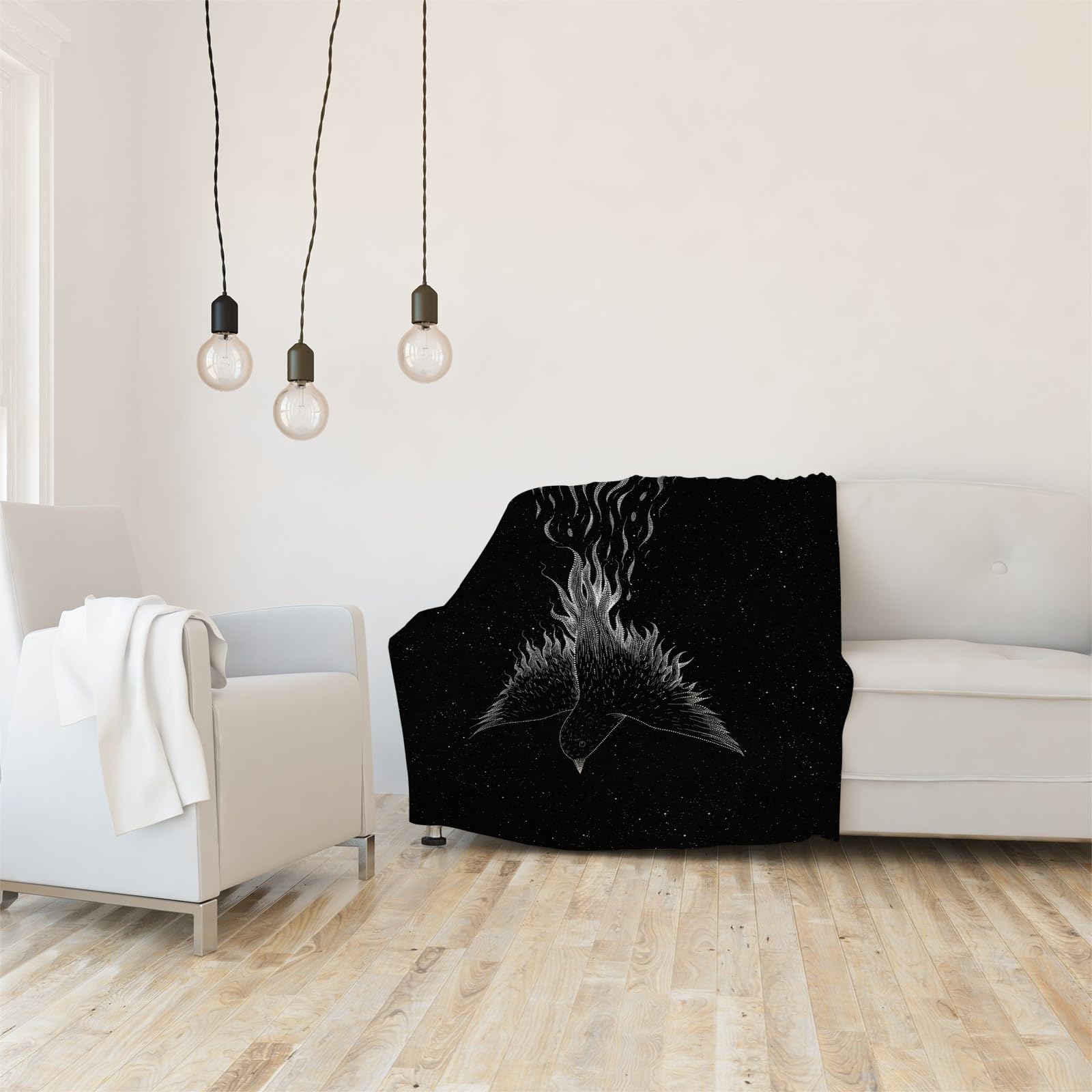 Koc z ptakiem ognia Koce Gwieździste niebo Koc na łóżko pojedyncze Ciepłe, puszyste koce flanelowe 180 x 200 cm na wszystkie pory roku