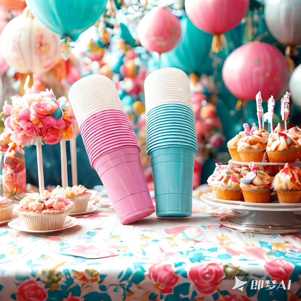 30 Pcs 16 oz Disposable Plastic Cups Bulk for Graduation Party Wedding Theme Party Birthday (Blue,White) - Image 4