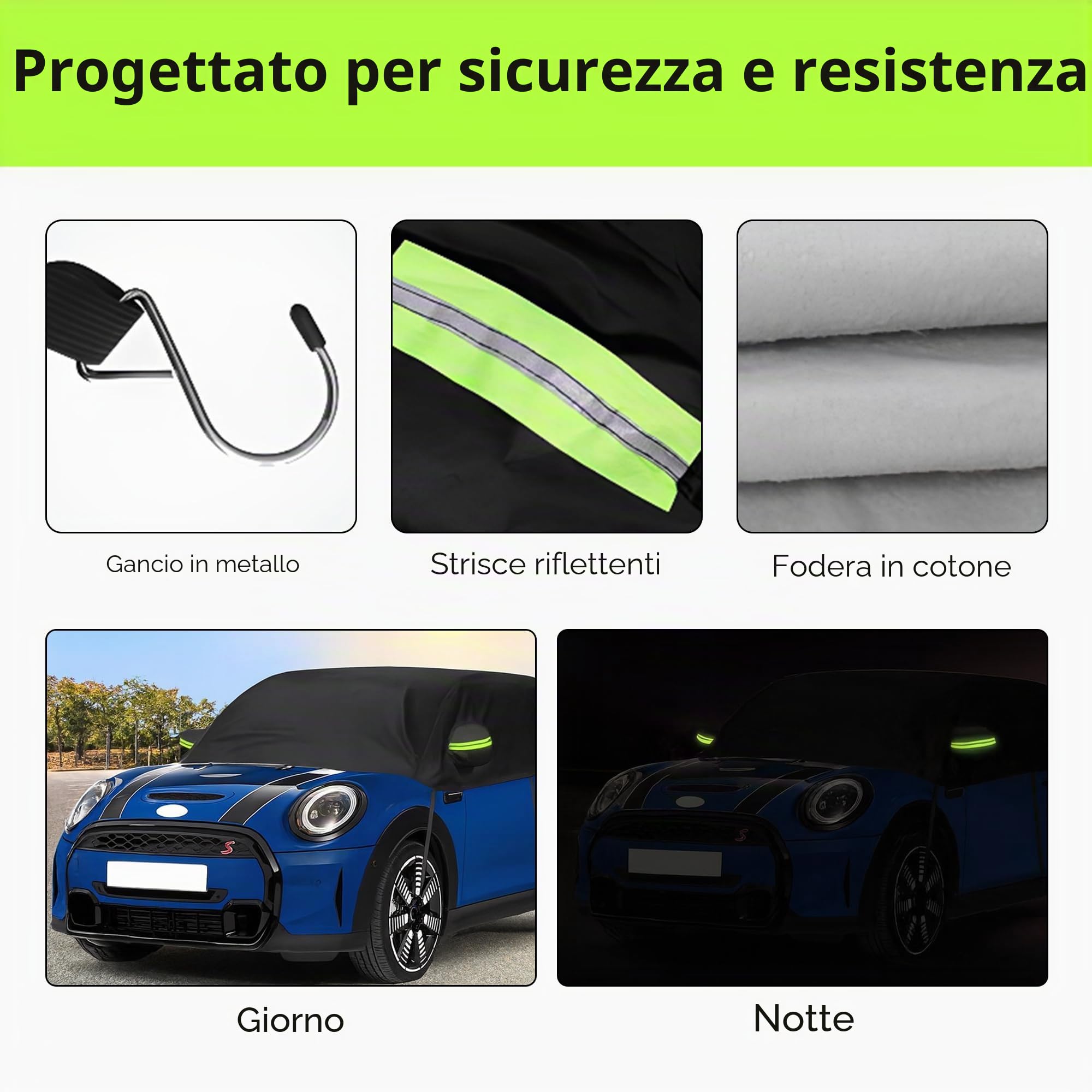 Copertura parziale per auto sostitutiva per Mini Cooper 3 porte 2000-2024, coperture per auto per stoccaggio esterno, accessori per auto impermeabili per tutte le condizioni atmosferiche