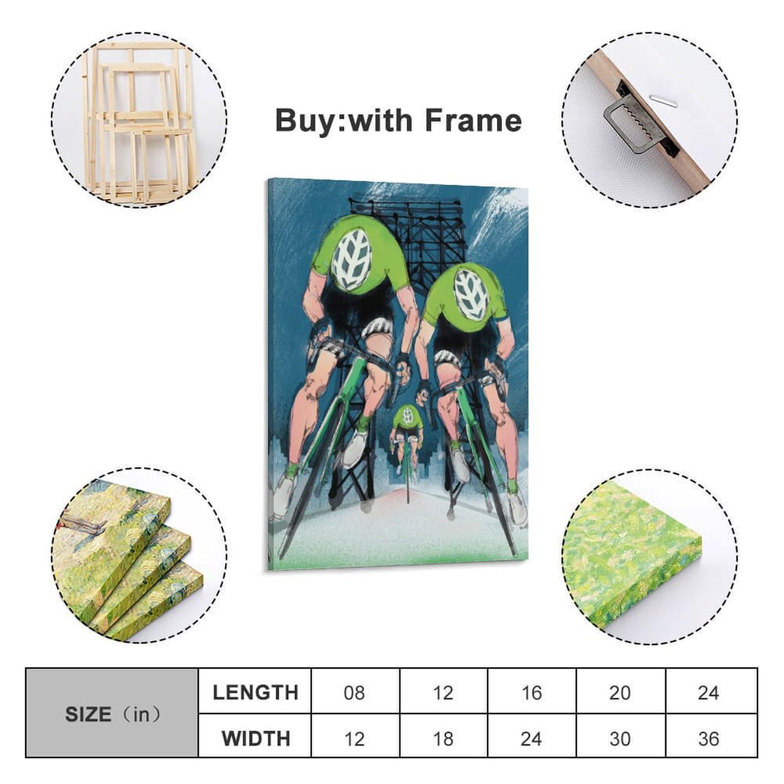 DLJGDS Quadro decorativo da parete su tela con illustrazione di squadra sportiva e ciclismo, decorazione moderna per camera da letto, 50 x 75 cm