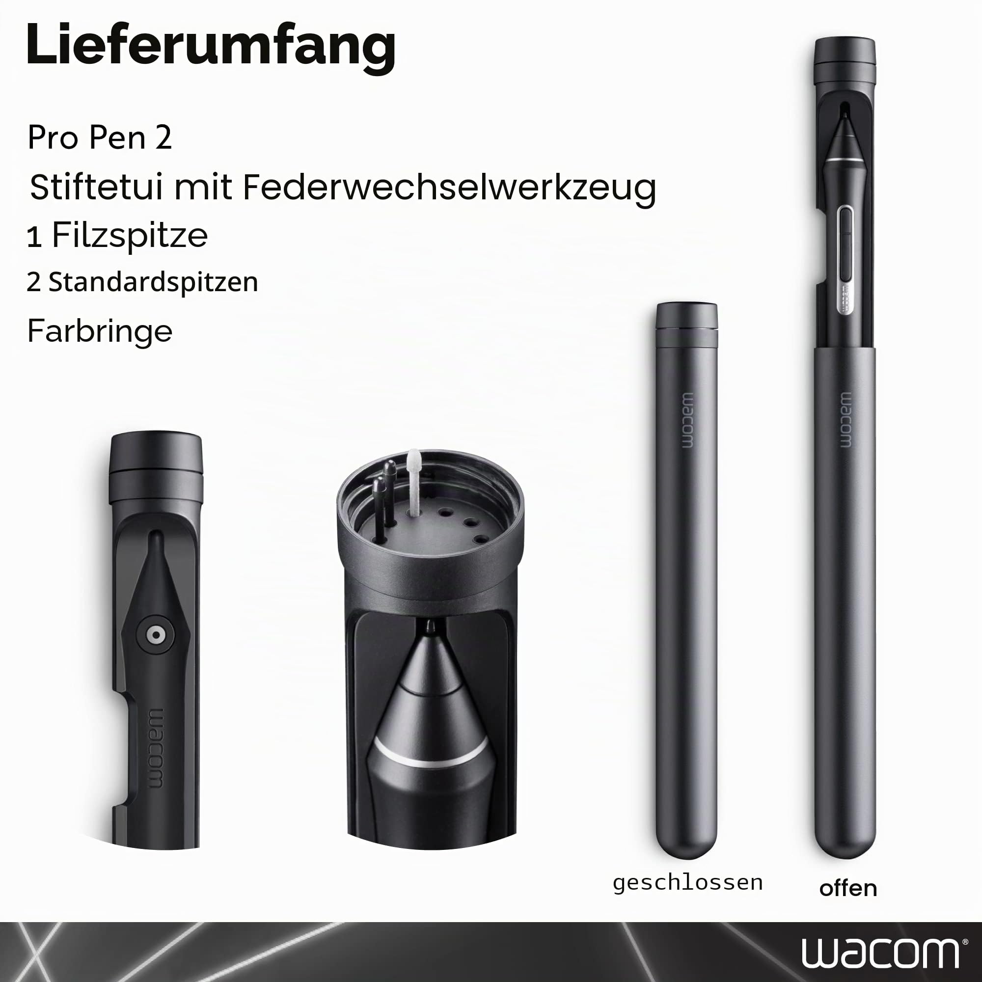 Wacom Pro Pen 2 (KP504E) - Compatible with Intuos Pro, Cintiq, Cintiq Pro & MobileStudio Pro