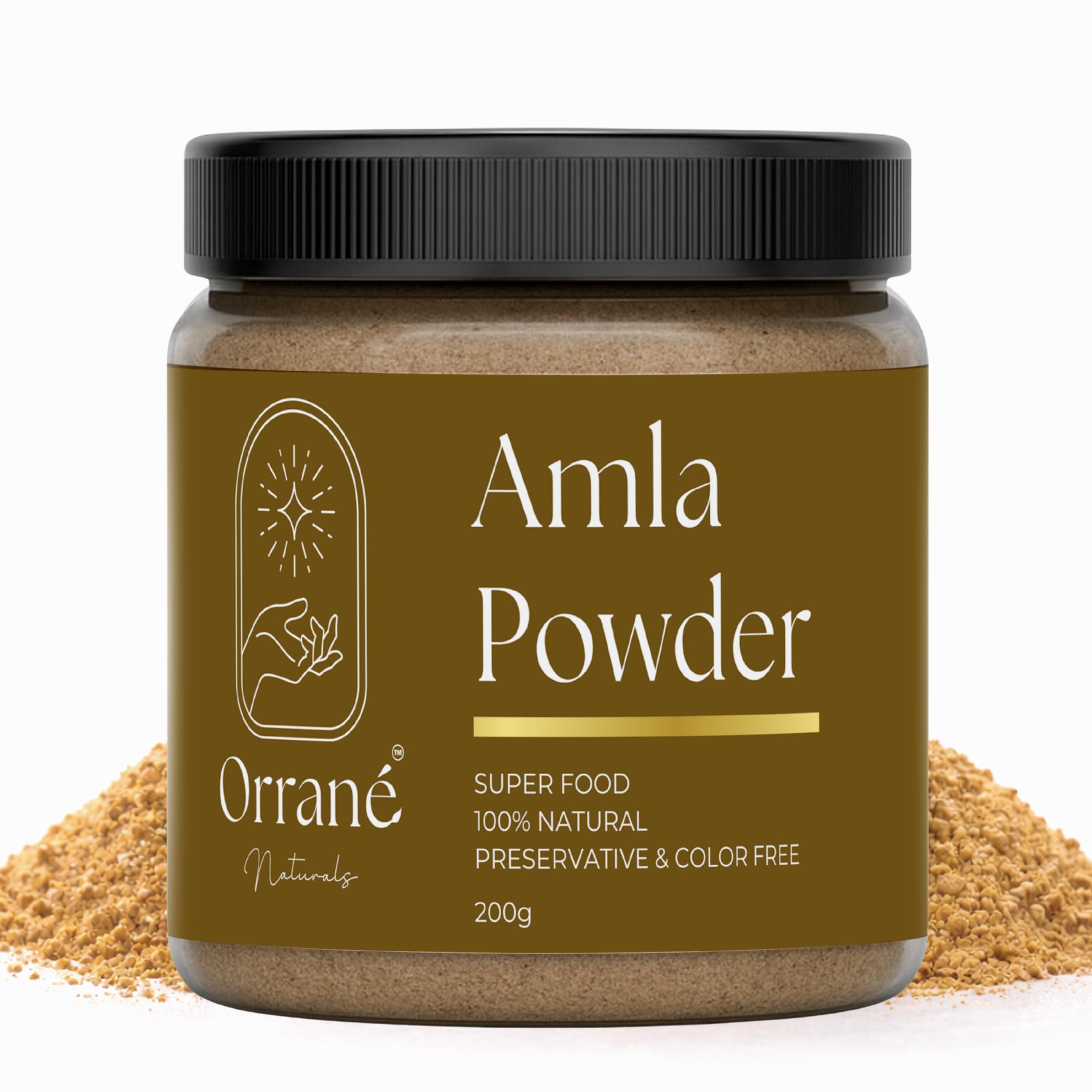 Orrané Amla Powder 200g Pure Indian Gooseberry for Eating, Drinking & Beauty | Vitamin C Rich Amla Powder Support Hair Growth, Skin Glow, Digestion, Immunity, Detox & Natural Care