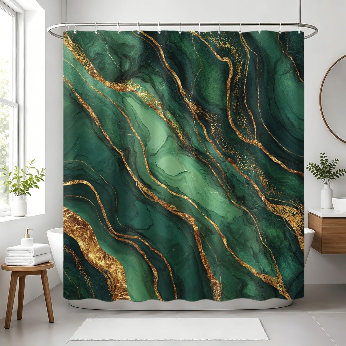 Verde Scuro Tenda Doccia 240x200 cm Asciugatura Rapida, Facile da Pulire