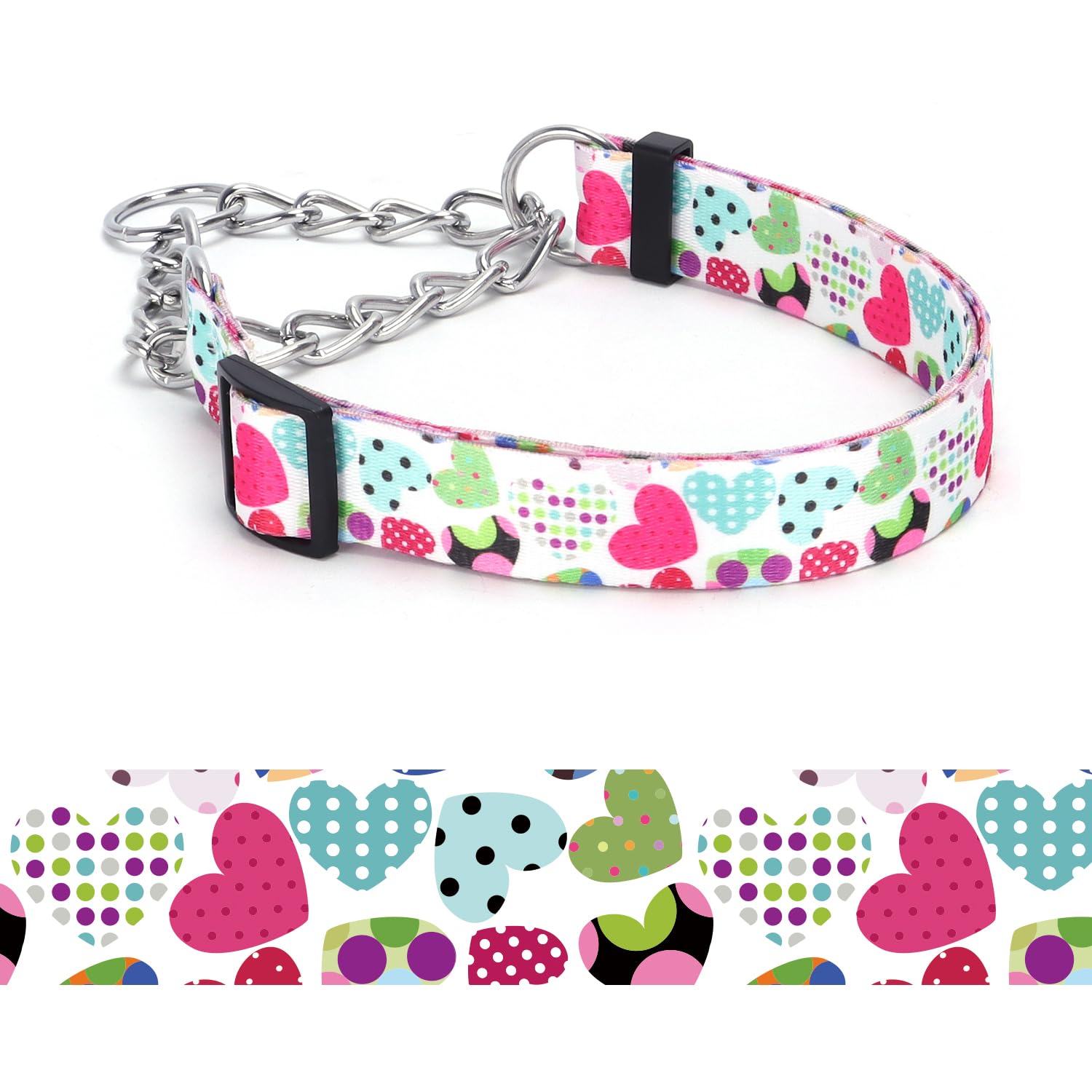 haoyueer Martingale Dog Collar - Stainless Steel Chain, No Pull Training Collar with Flower Design for Large Medium Small Dogs (A12NO4, M) โ image 1