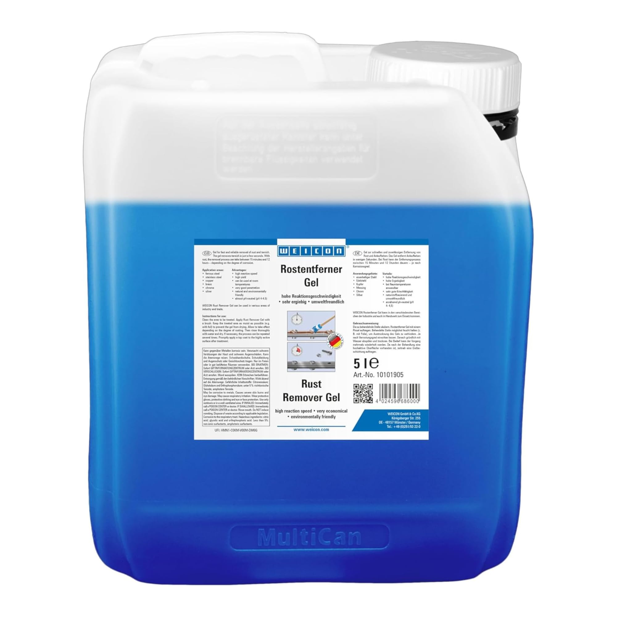 WEICON Gel eliminador de óxido, fuerte desoxidante para metal, coche, industria y artesanía, sin disolventes y a base de sustancias naturales