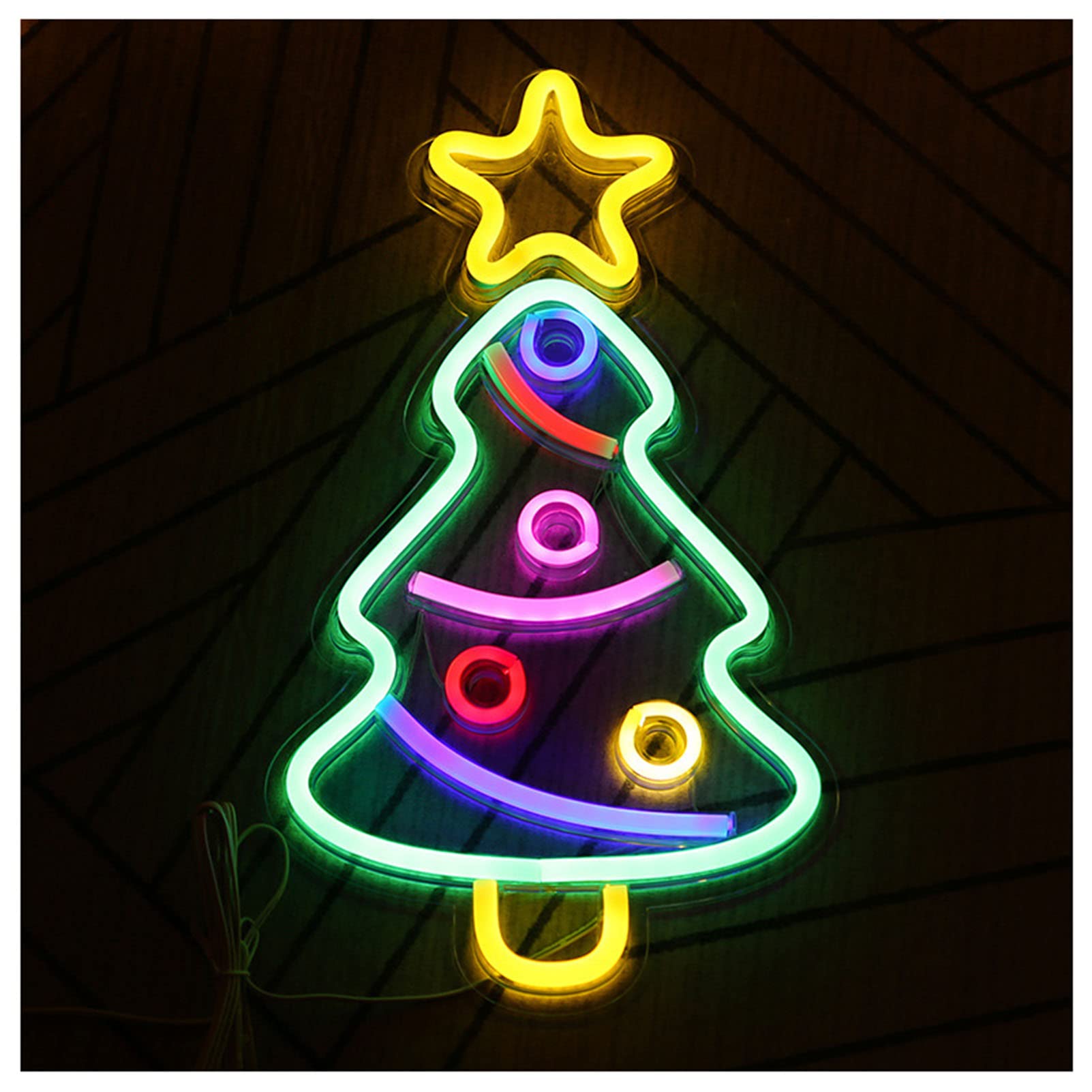 Christmas Tree LED Neon Sign - Battery/USB Powered Night Light For Holiday Home Decor
