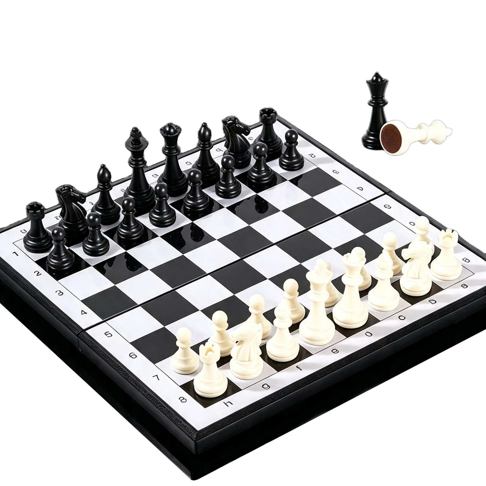 Mini Magnetic Chess Set. Portable folding board. Travel with storage case.