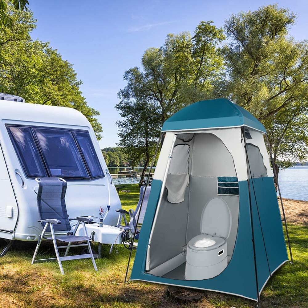Outvita Pot de Chambre Adulte, 5 L Toilette Camping Amovible avec Porte-Papier Hygiénique pour Camping Voyage - Gris