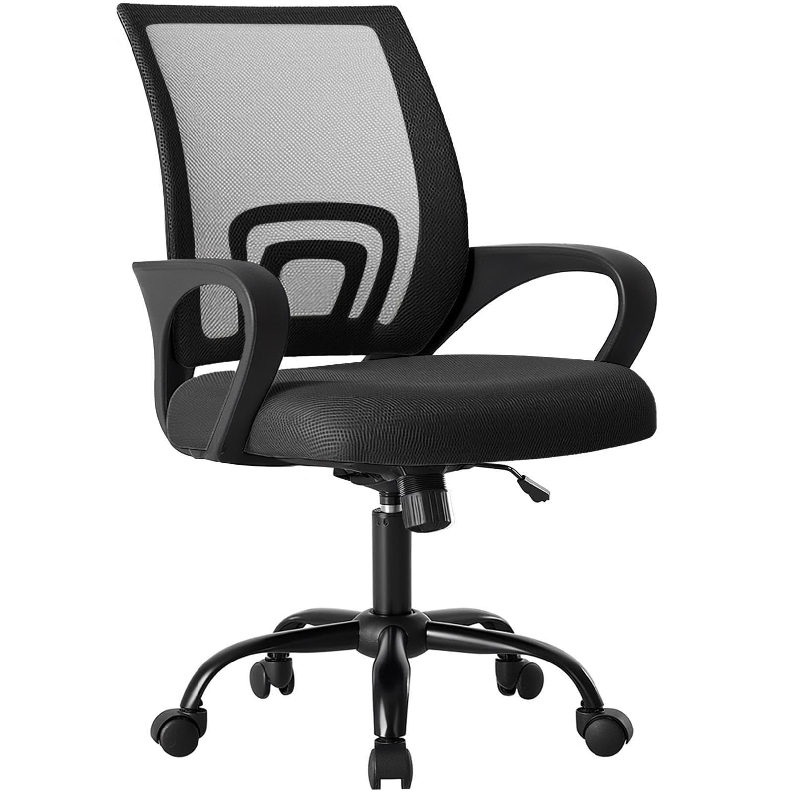 OLIXIS Office Desk Chair - Ergonomic Mid Back with Lumbar Support & Rocking Mode