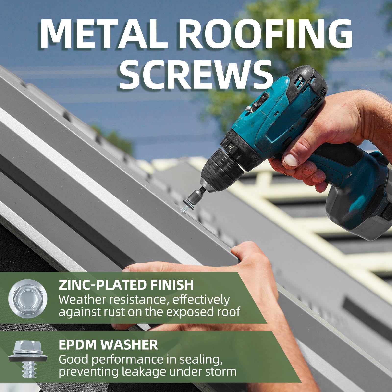 Metal Roofing Screws - 50 Pack #10 Self Drilling -3