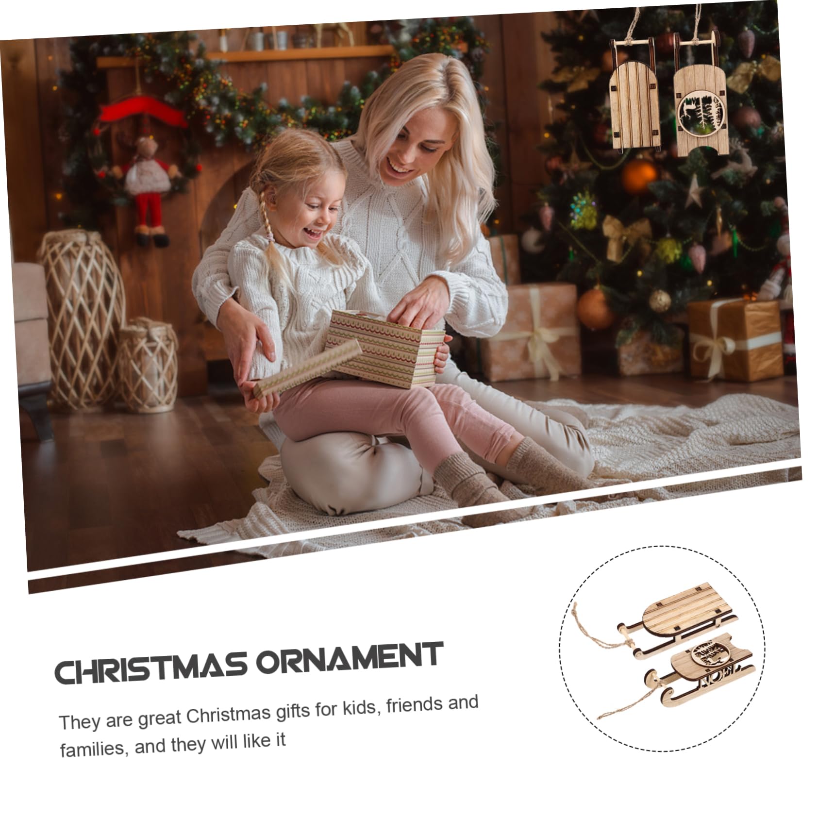 48pezzi Ciondoli Slitte Legno Per Decorazioni Natalizie Addobbi Per Albero Di Natale e Decorazioni Casa Confezione Di Ornamenti Vuoti Per e Personalizzazione