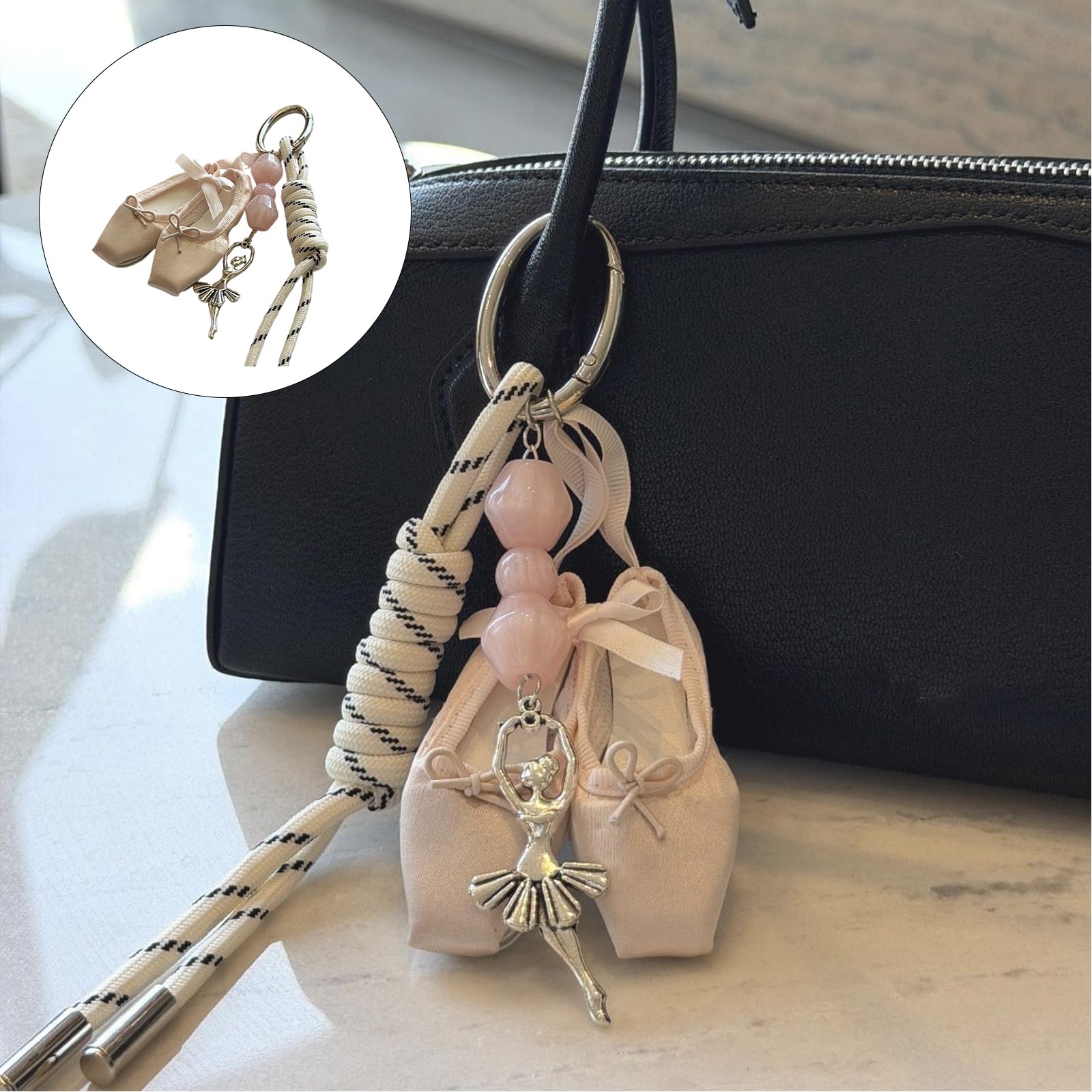 Generico Portachiavi a tema balletto artistico Elegante scarpa da ballo Accessorio Ciondolo per borsa Perfetto per amanti della danza Bellissimo portachiavi con pantofola da ballo