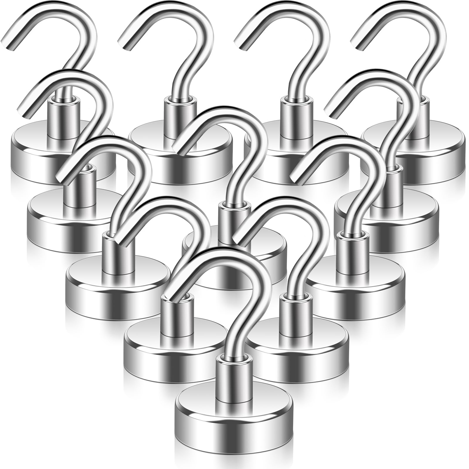 Keukenket Magnetic Hooks 25mm Extra Strong 25kg Neodymium Magnets with Hooks Pack of 12 Magnetic Hooks for Grill