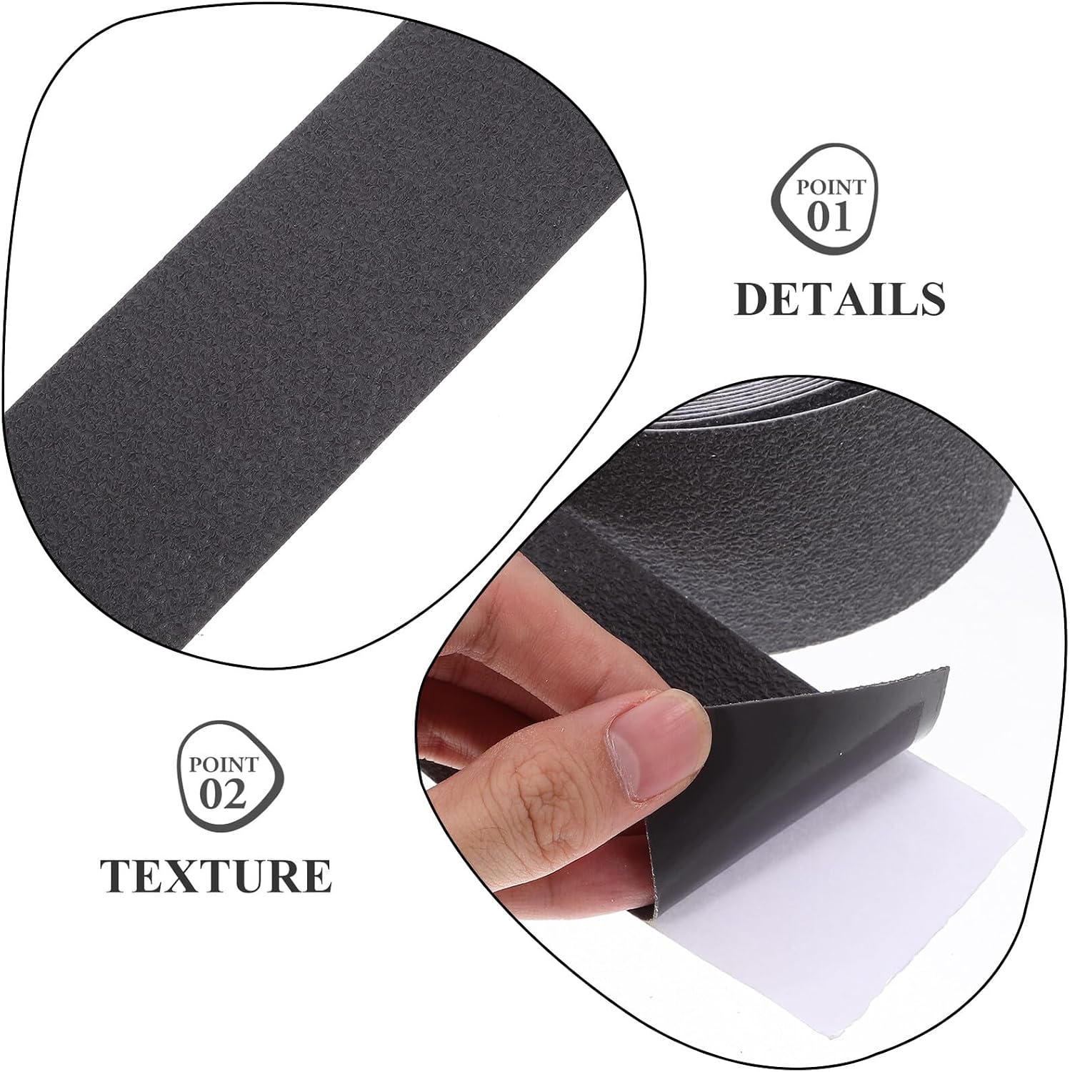 Non-slip Anti Skid Tape for Outdoor Stair Treads Rubber Grip Tape 5cm X 5m with Horizontal Texture Weather Resistant Safety Adhesive for Outdoor Steps