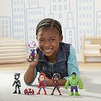 Vista 8 de Marvel Hasbro - Paquete de figuras de acción de Spidey y sus increíbles amigos, revelación de héroe, con función de máscara abatible, a escala de 4