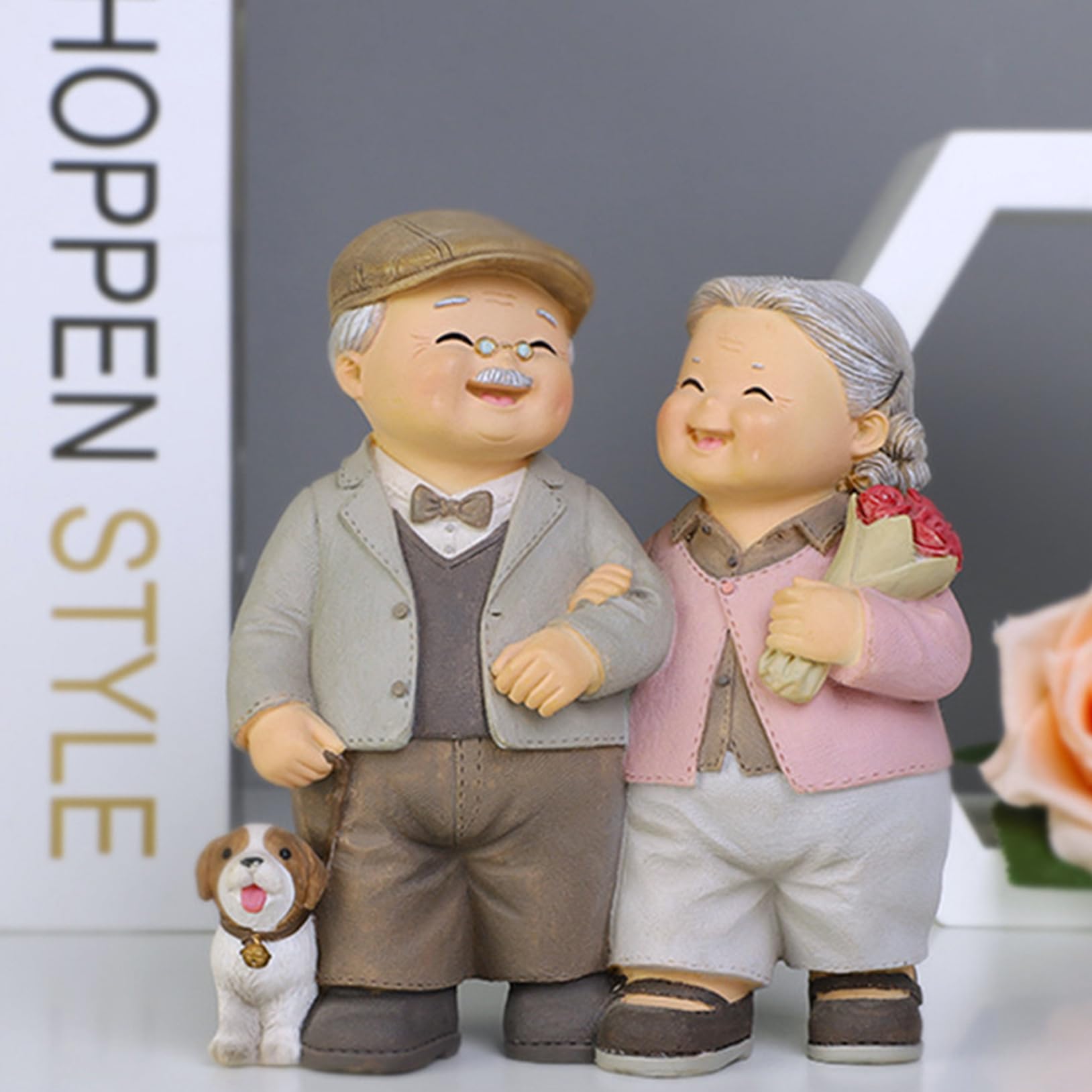 Amazon.co.jp: JAnjiaLxY 置物 オブジェ F 祖父母 夫婦 インテリア