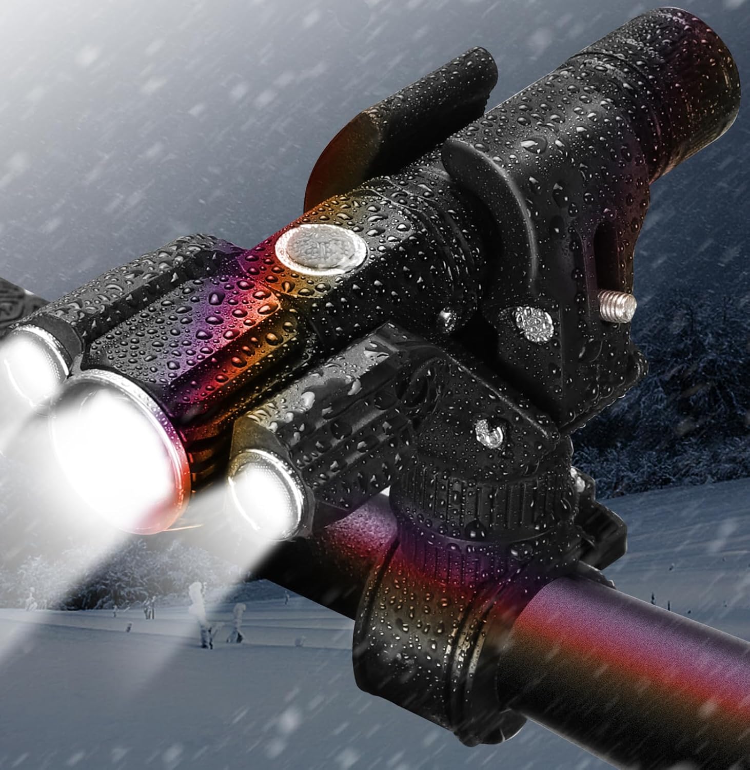 Bike Lights for Night Riding, 5000 Lumens Waterproof Bike Front Light and Rear Light Super Bright Bicycle Light Set for Road Mountain Riding, USB Rechargeable, Runtime 18+ hrs, Black