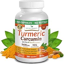 Turmeric Curcumin with Black Pepper 2600mg | 95% Curcuminoids Organic Turmeric Powder, Extra Strength Joint Support Supplement - High Absorption, BioPerine Extract, Vegan, 200 Capsules - Made in USA