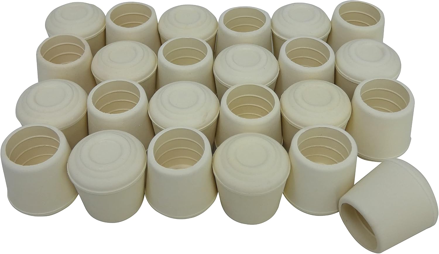 Shepherd Hardware 8754E Leg Tips 7/8-Inch Inside Diameter Rubber Chair Leg Caps, 24 Pack, White,Off White