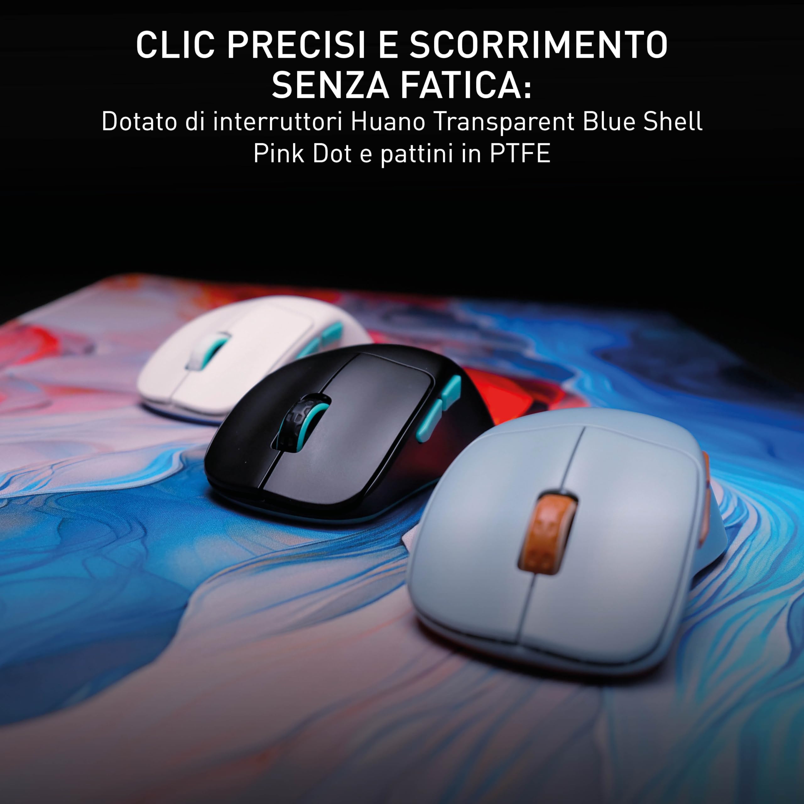 CHERRY XTRFY M64 WIRELESS Mouse da Gioco Ultraleggero senza Filo, Radio a 2,4 GHz, Ottimizzato per esports, Forma Ergonomica con Parte Anteriore Piatta, Bianco