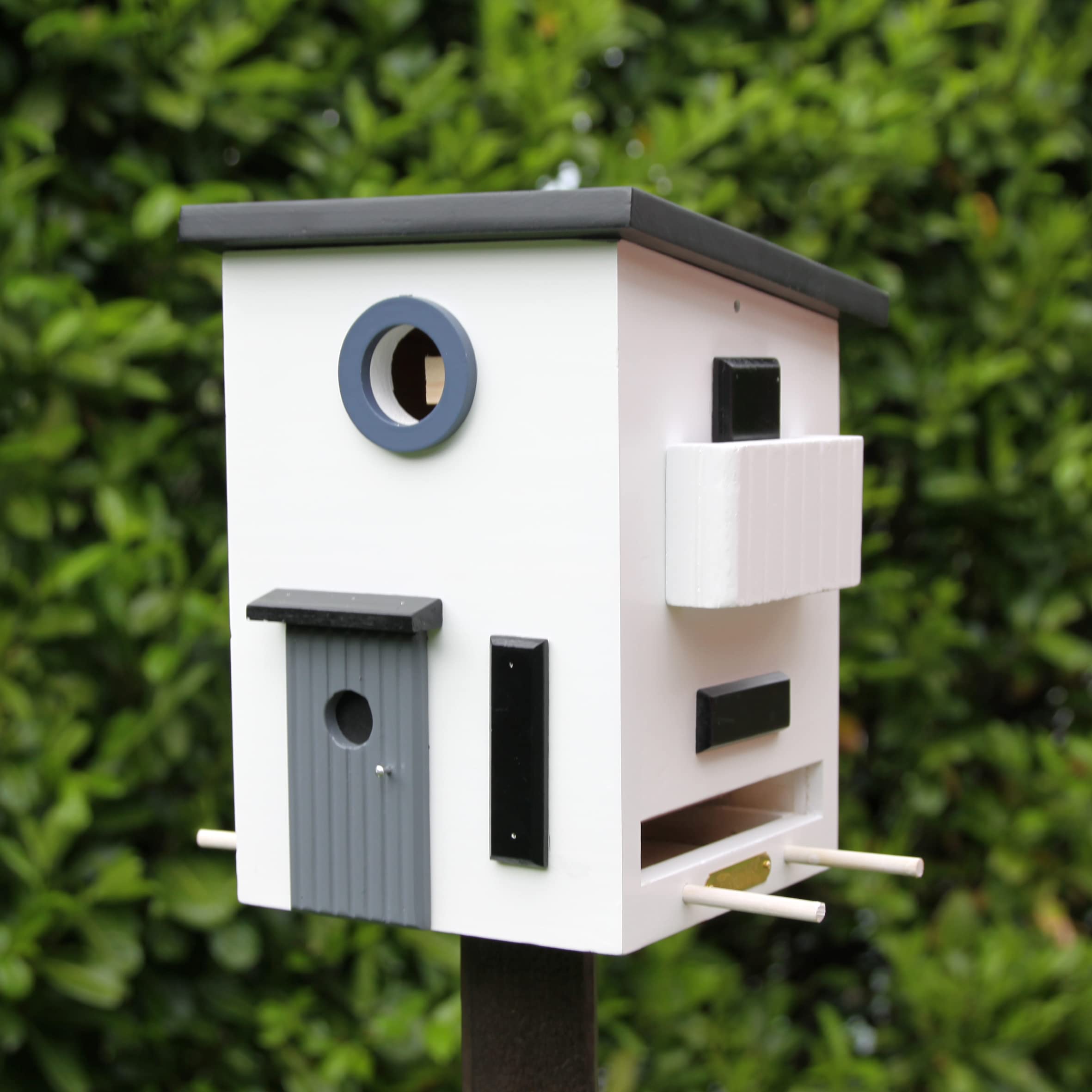 Wildlife Garden WG108 Multiholk Bauhaus - Der Kombinierte Vogelfutterhaus und Nistkasten/Vogelhaus aus Holz
