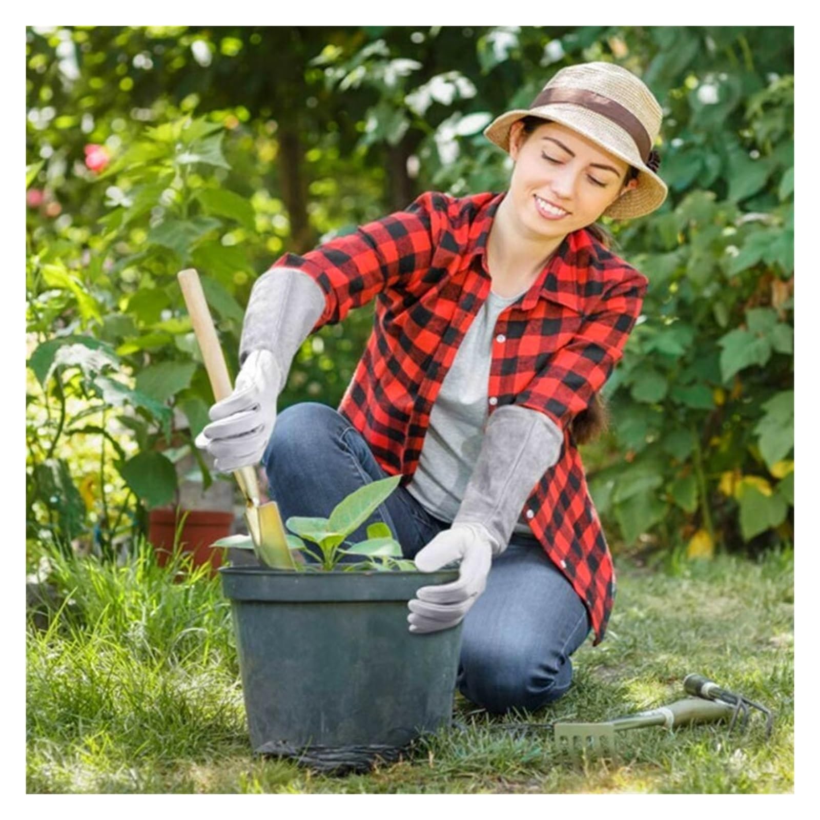 Lederhandschuhe For Rosenbeschneidung, Gartenarbeit, Imkerei, Dornensicher, Langärmelig, Arbeitshandschuh, For Männer Und Frauen, Gartenbeschneidungshandschuhe Starker Griff(Yellow1,XL)